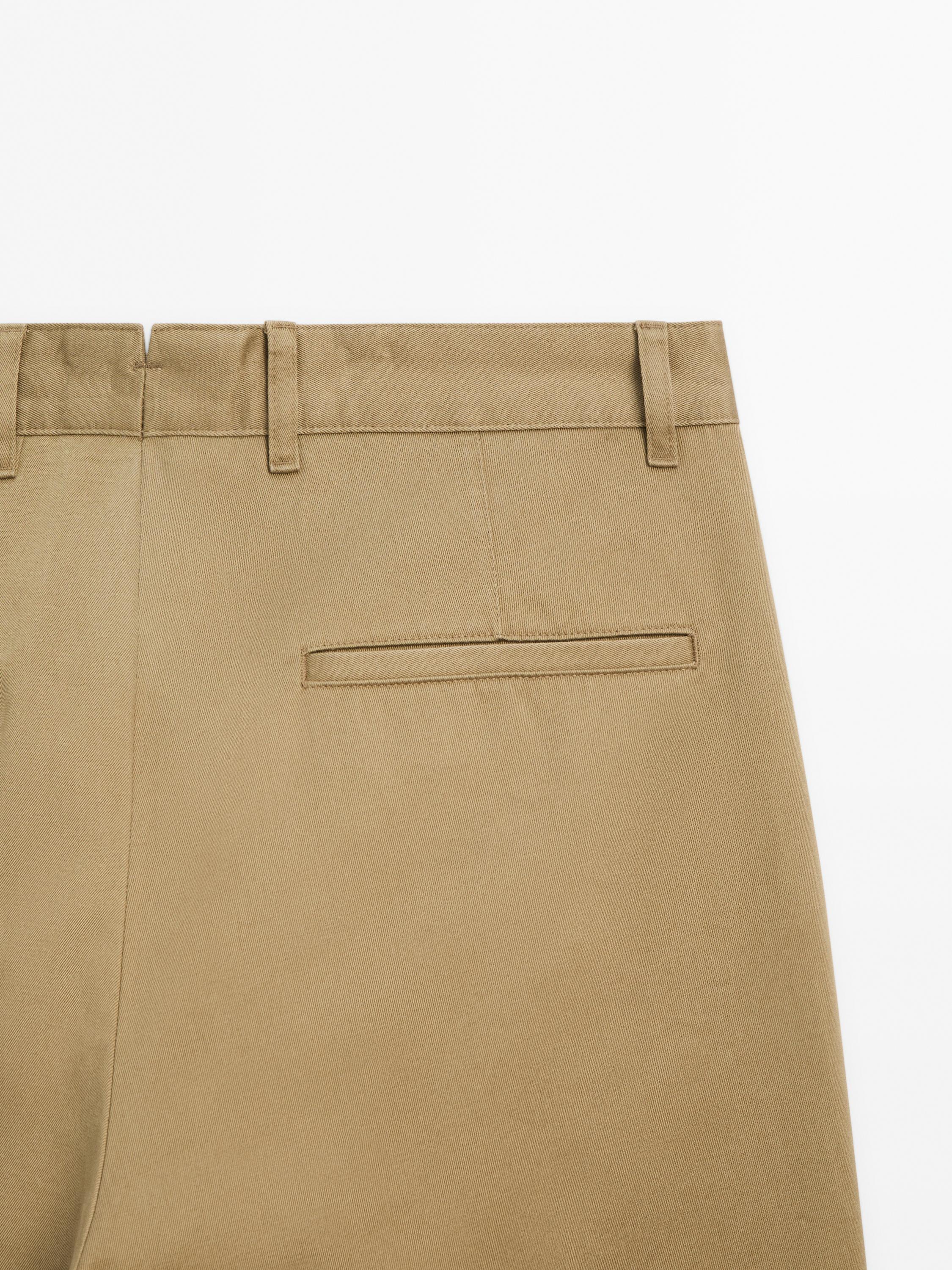 Wide-leg twill trousers
