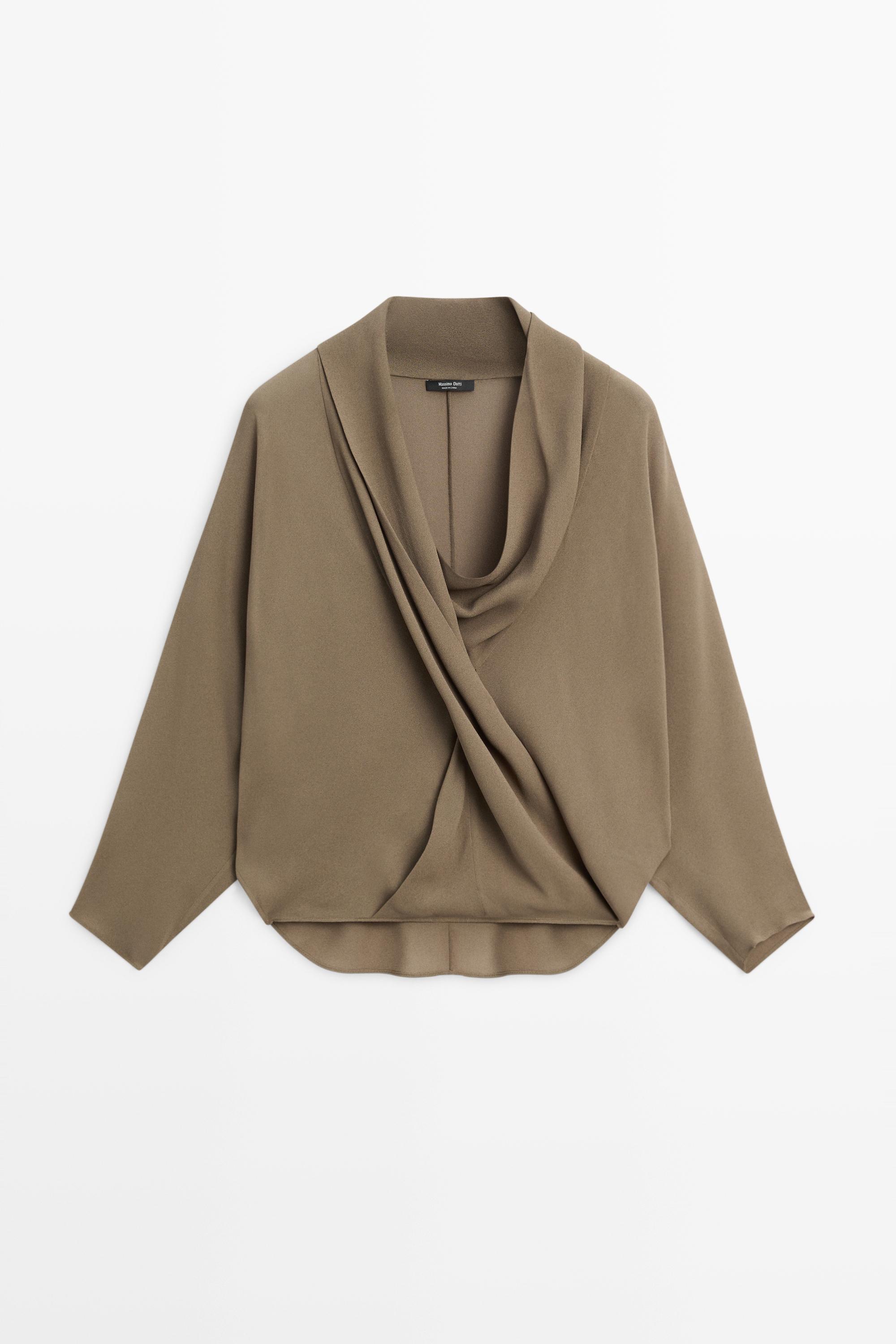 Flowing draped surplice neckline shirt