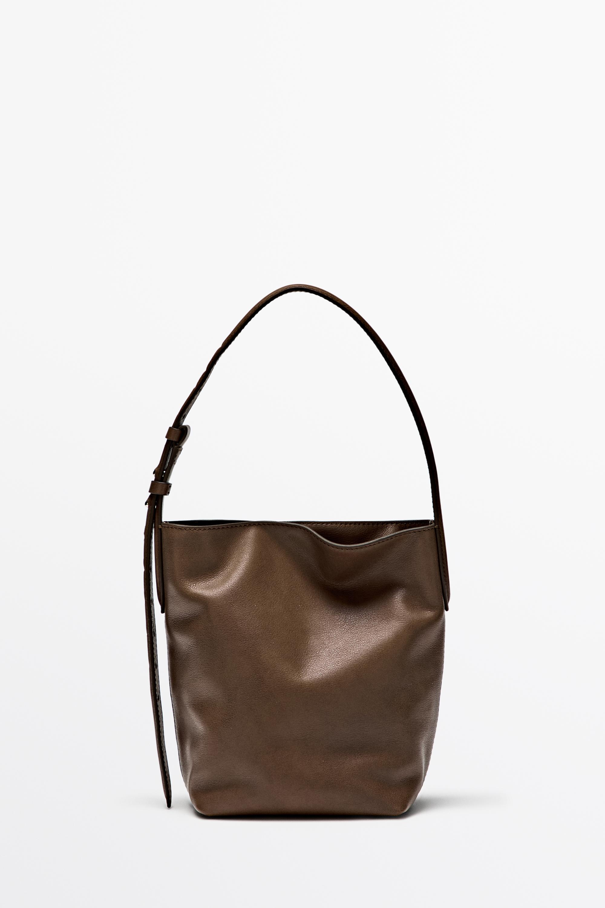Nappa leather mini bucket bag — LEATHER