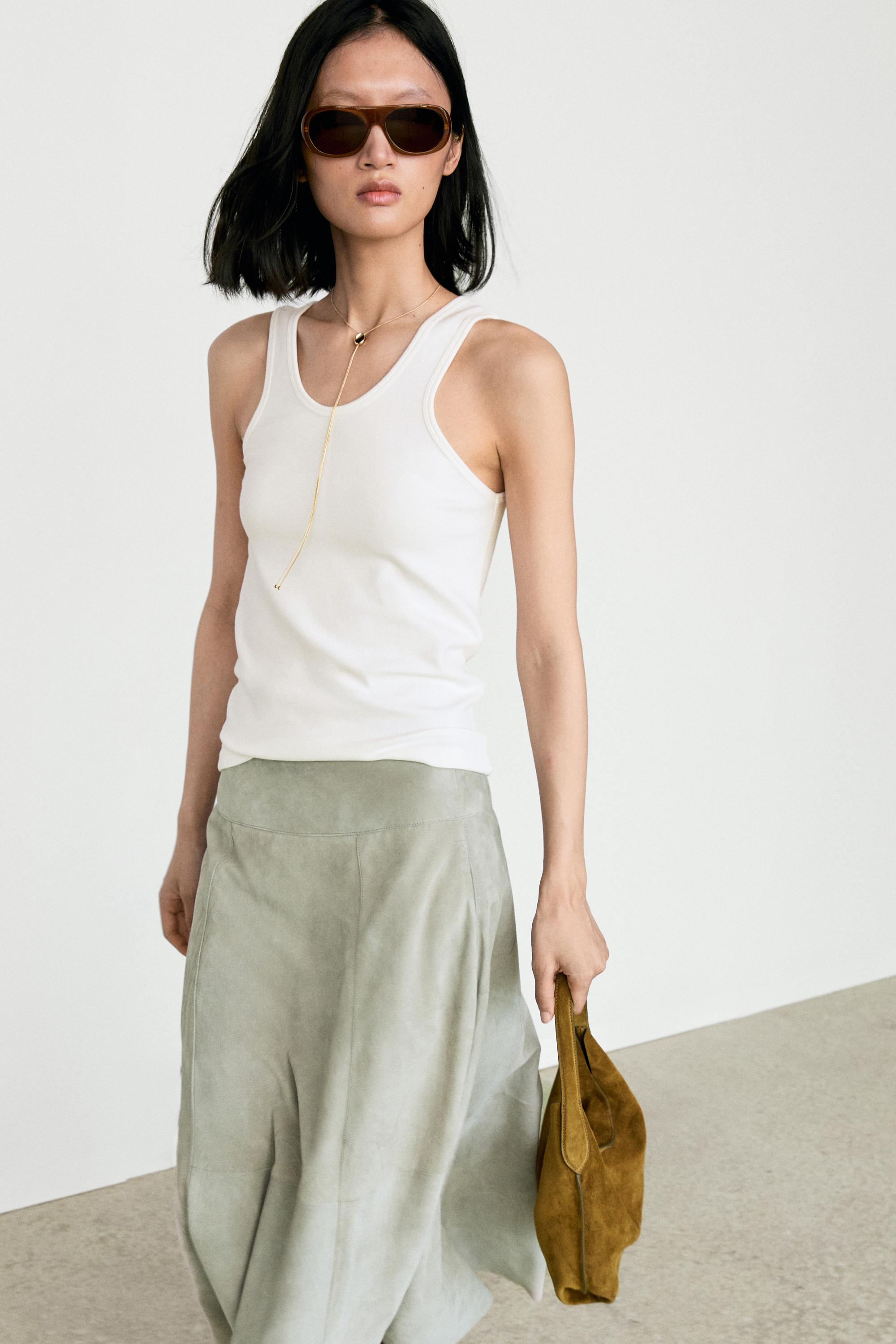 Cotton blend crew neck T-shirt — WHITE