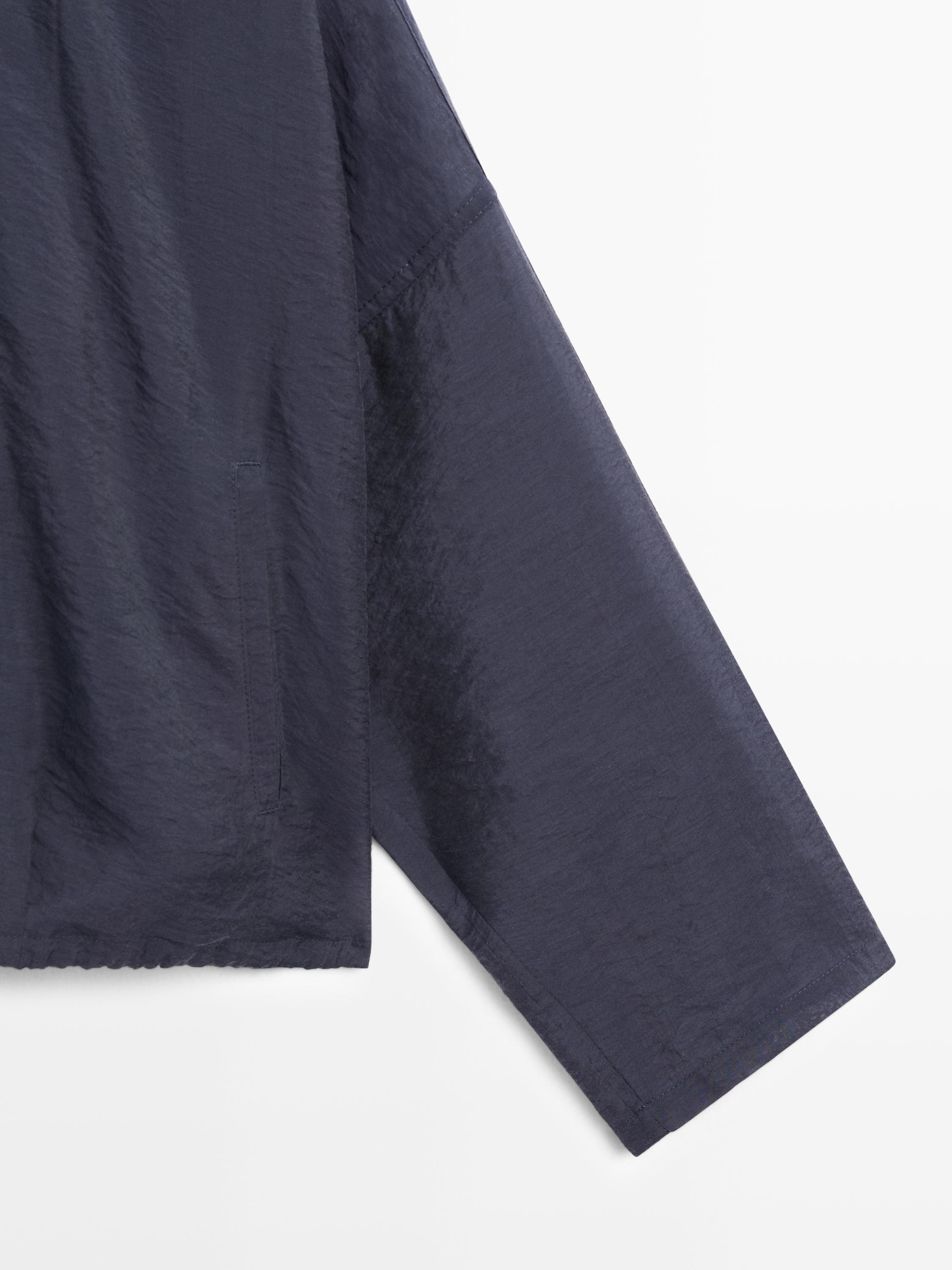 Stand collar bomber jacket with button details — MEDIUM BLUE