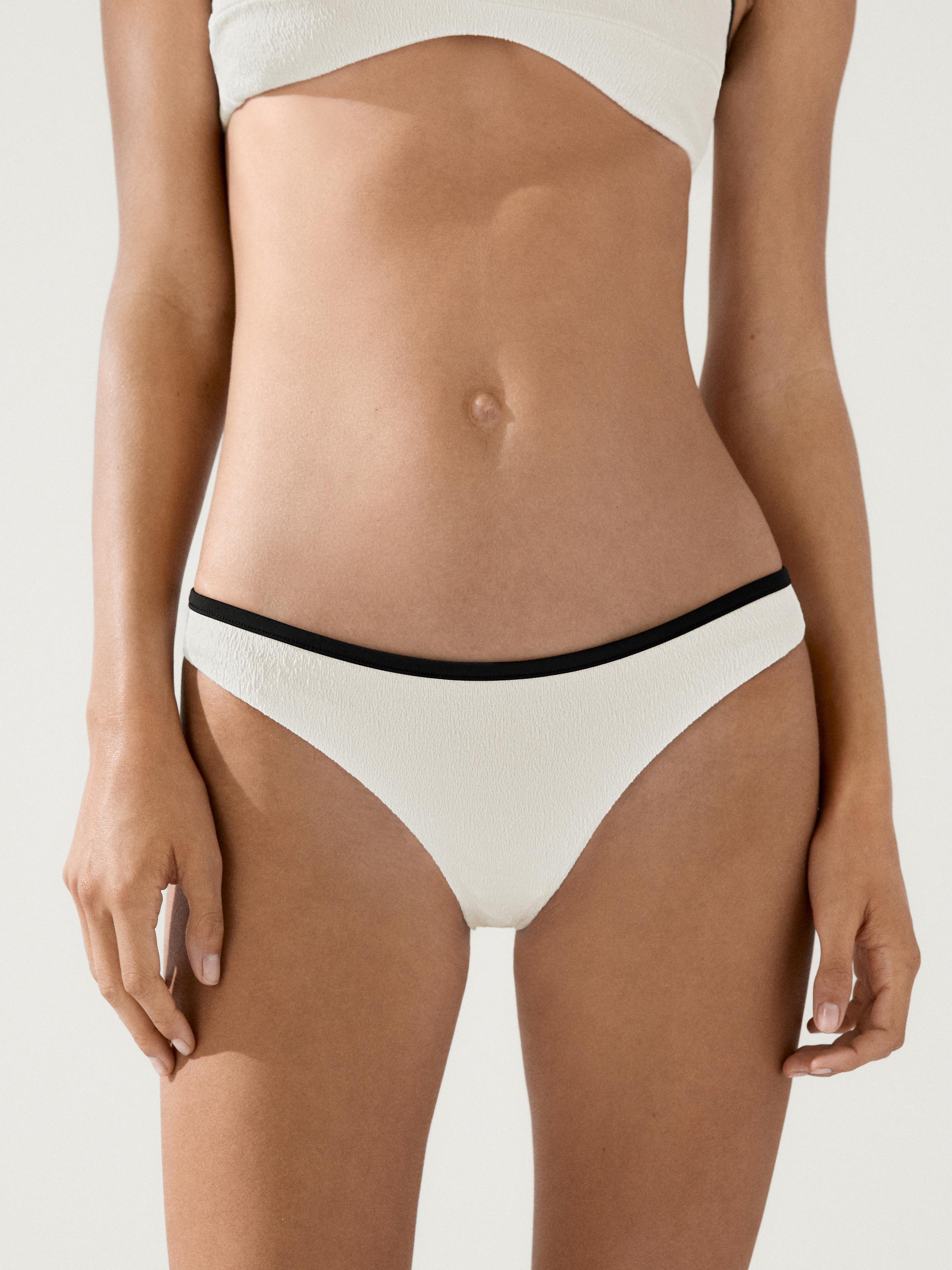 Contrast textured bikini bottoms