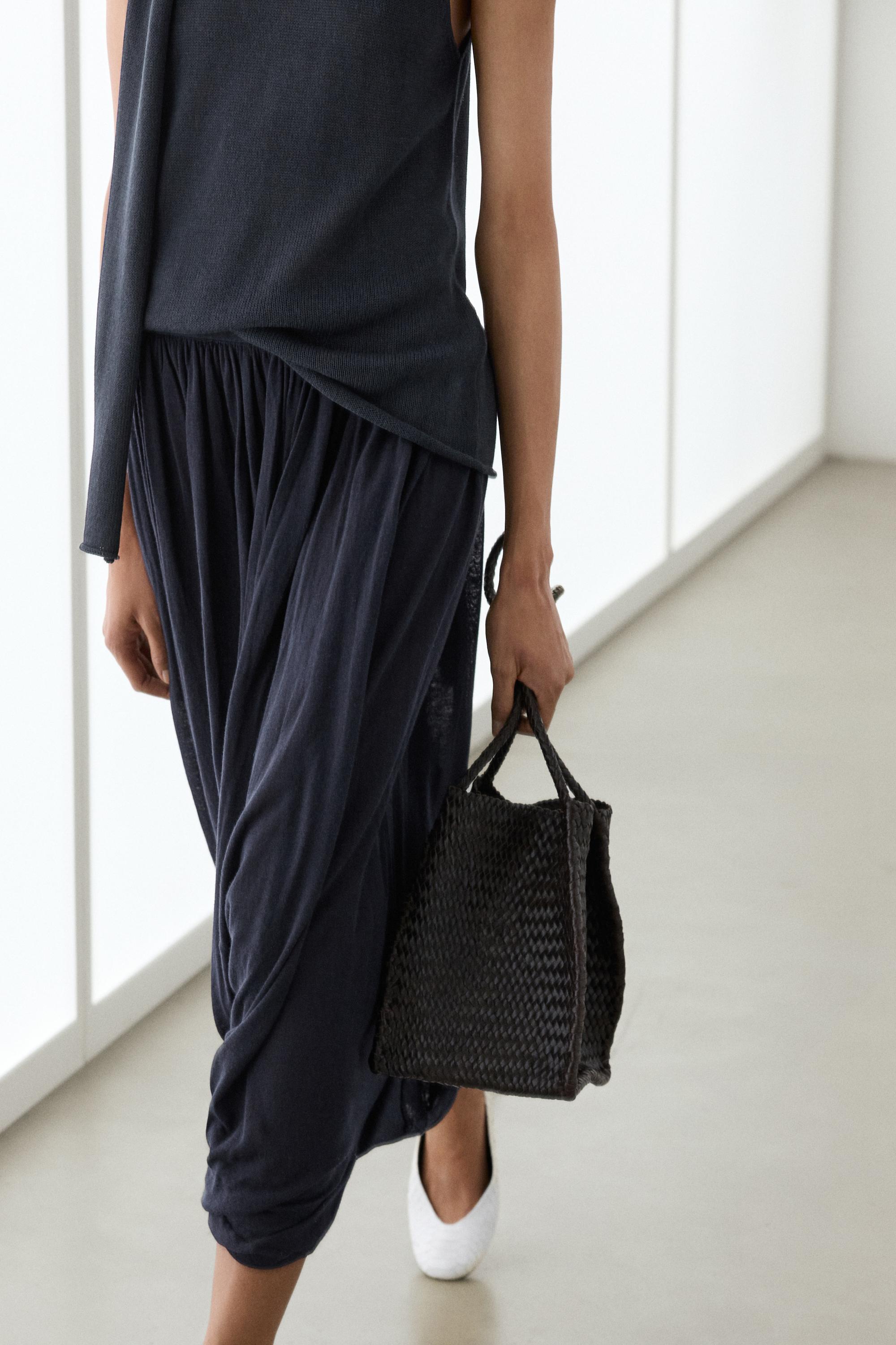 Draped balloon midi skirt — NAVY BLUE