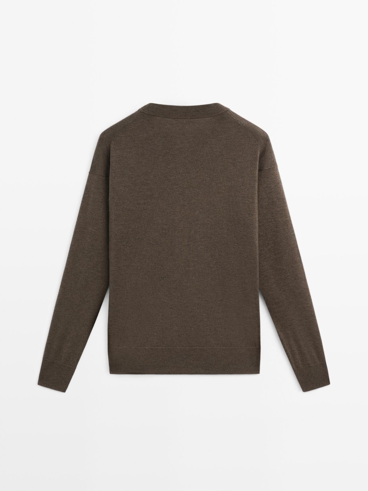 Long knit buttoned cardigan — MOLE BROWN