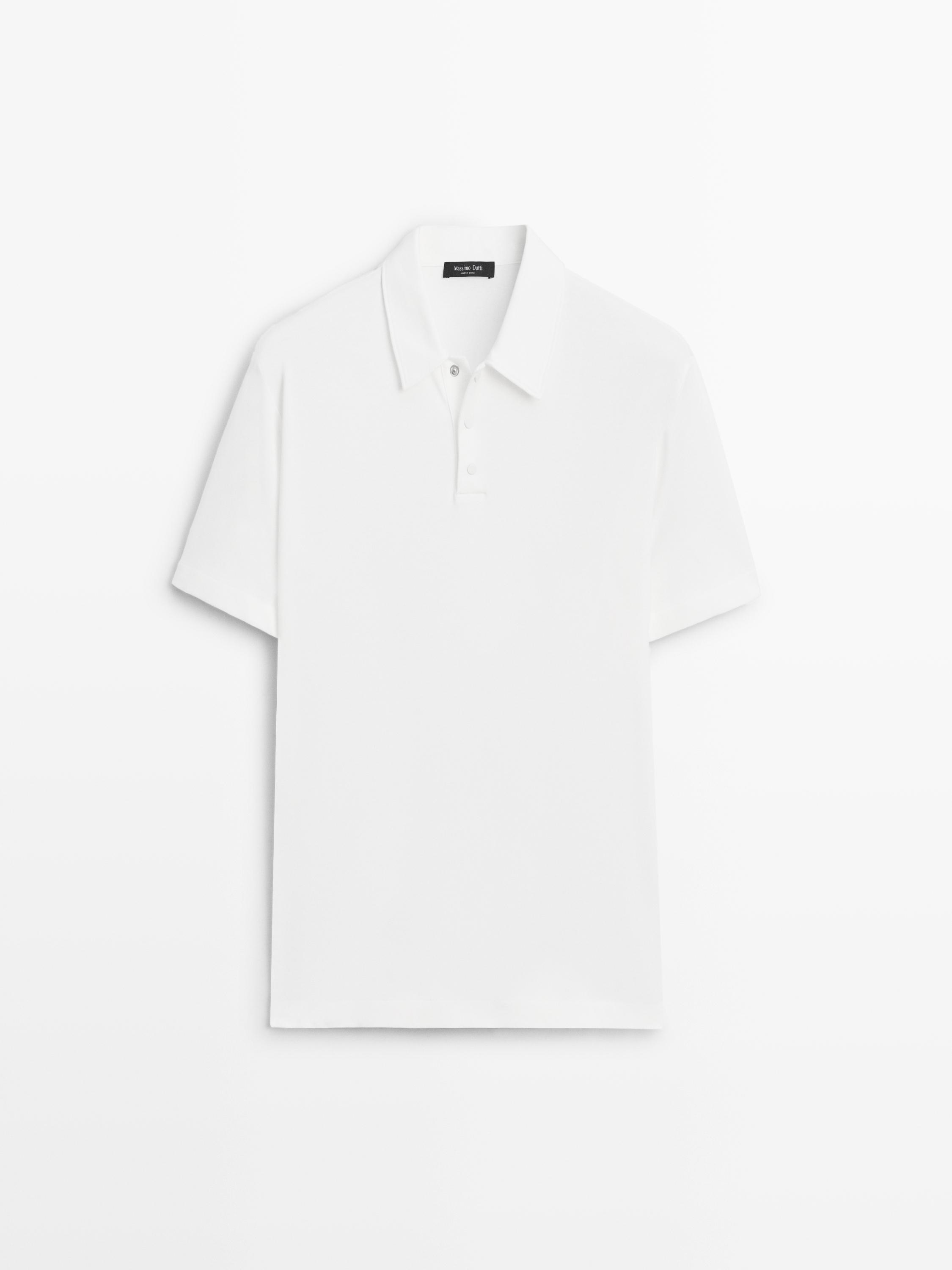 Kaus polo rajut campuran katun lengan pendek