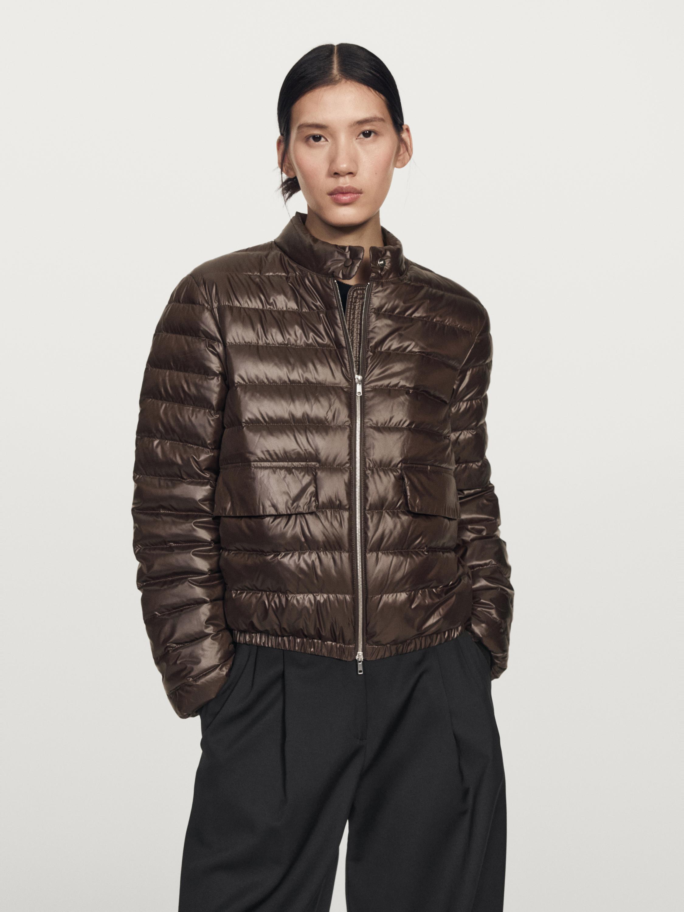 Water-repellent down bomber jacket