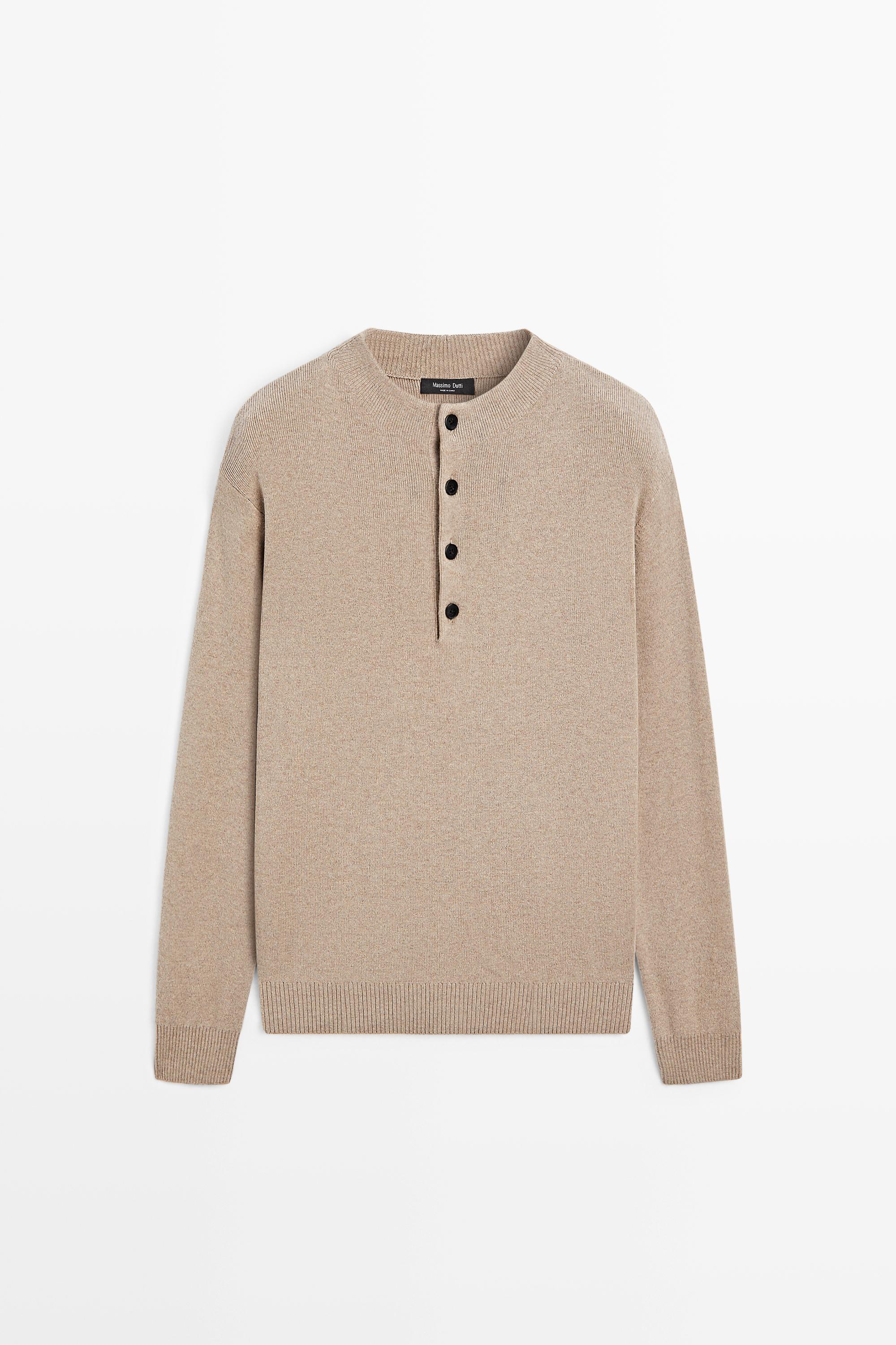 Pull en maille à col camionneur boutonné