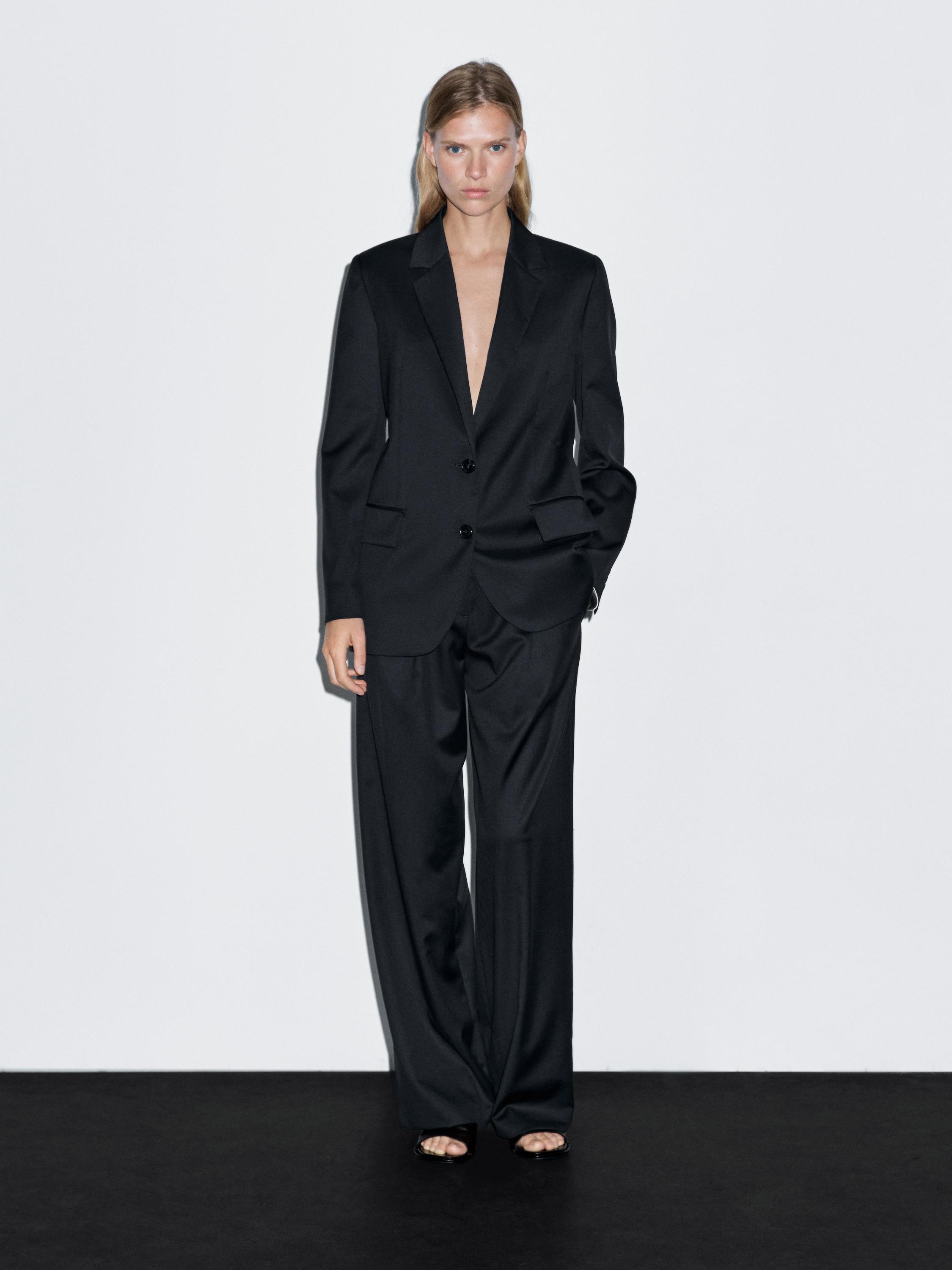 Pleated extra fine wool trousers — NAVY BLUE