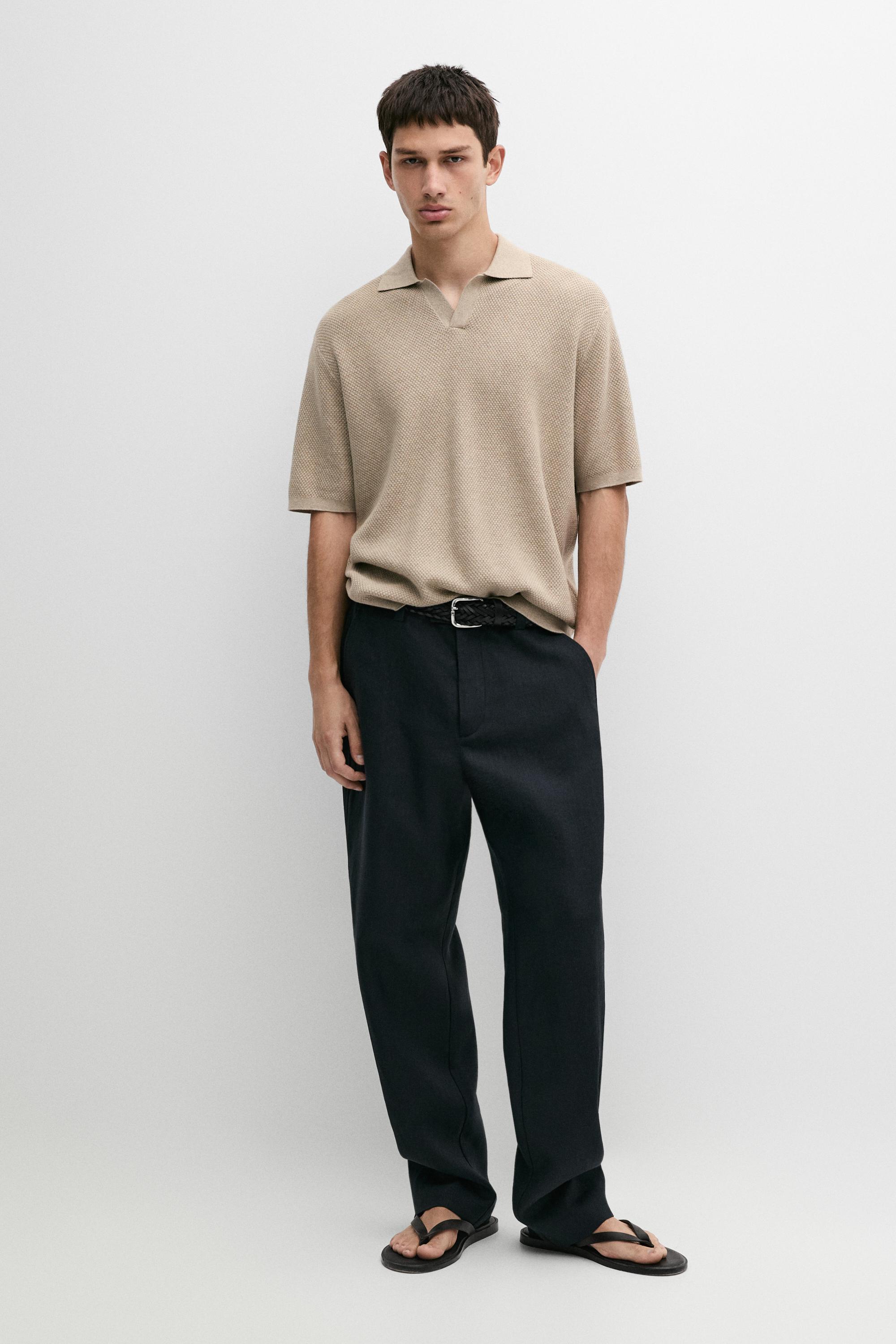 Polo en maille col V coton mélangé