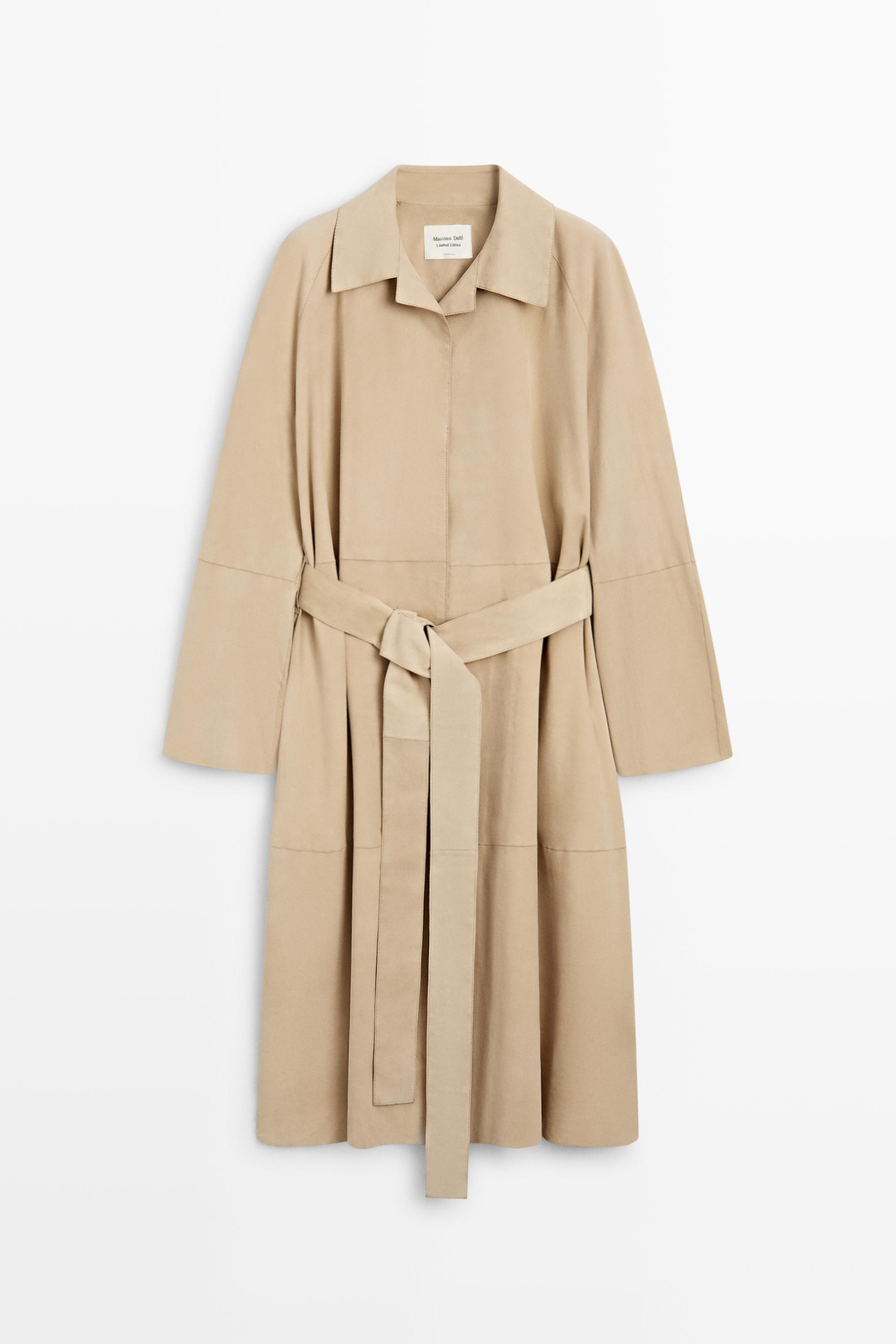 Long suede leather coat