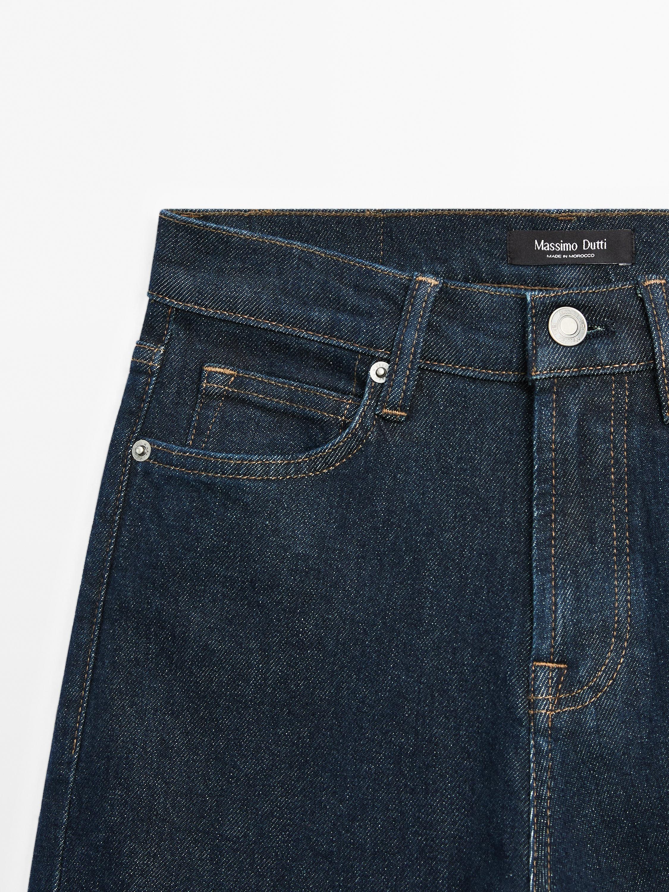 Mid-rise cropped slim fit jeans — DARK BLUE