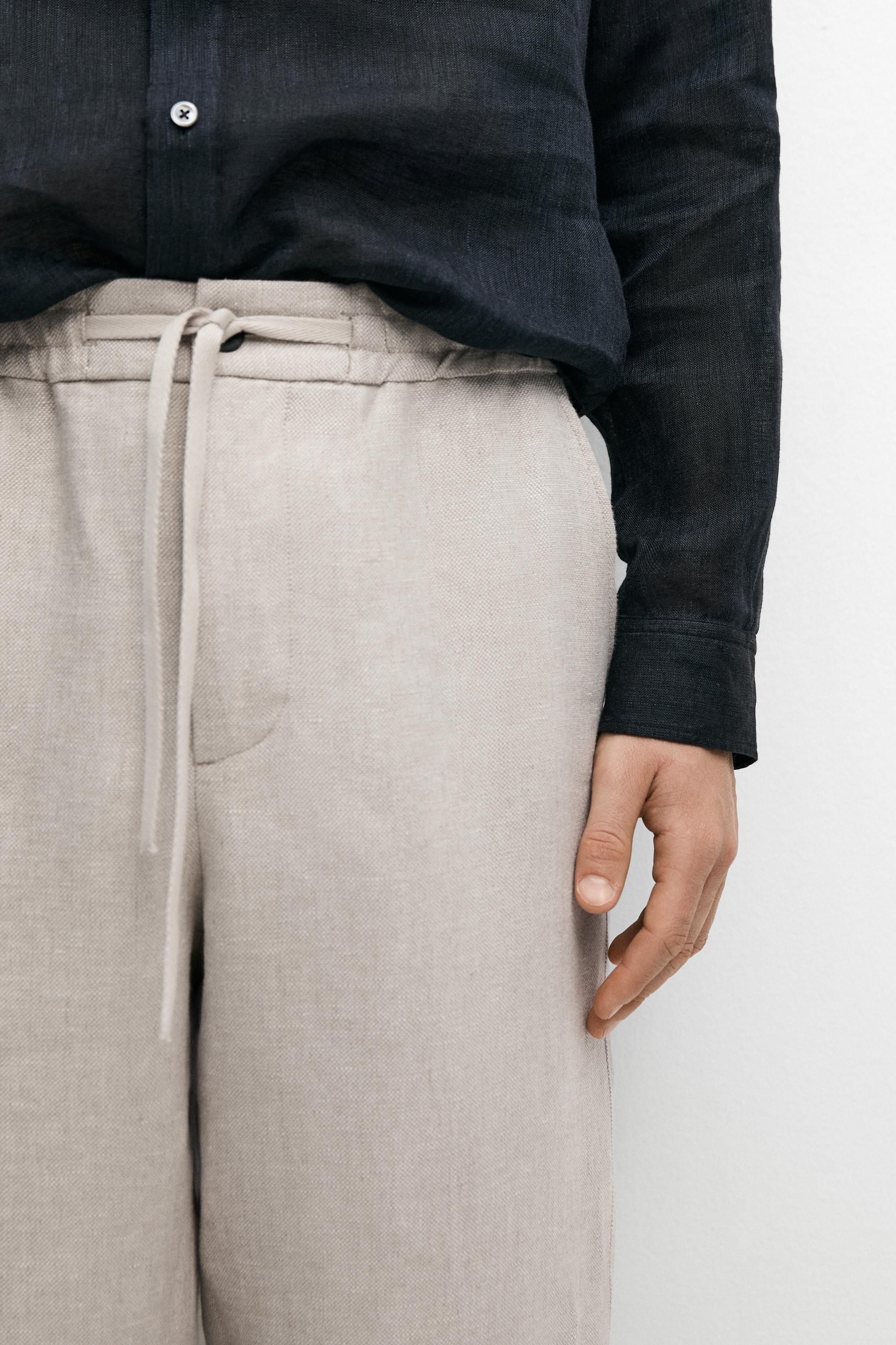 100% linen textured co-ord pants — CREAM