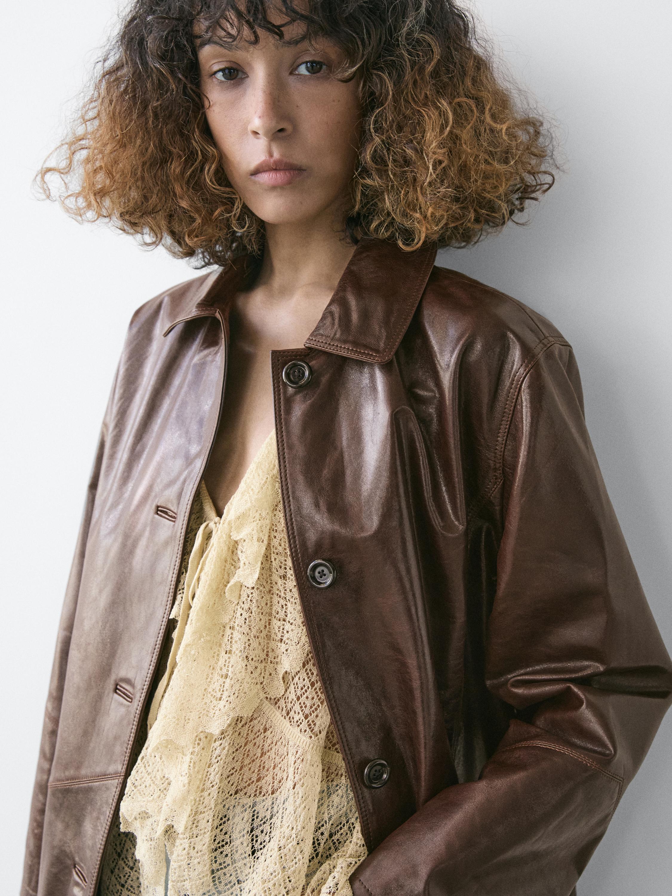Nappa leather jacket — BROWN