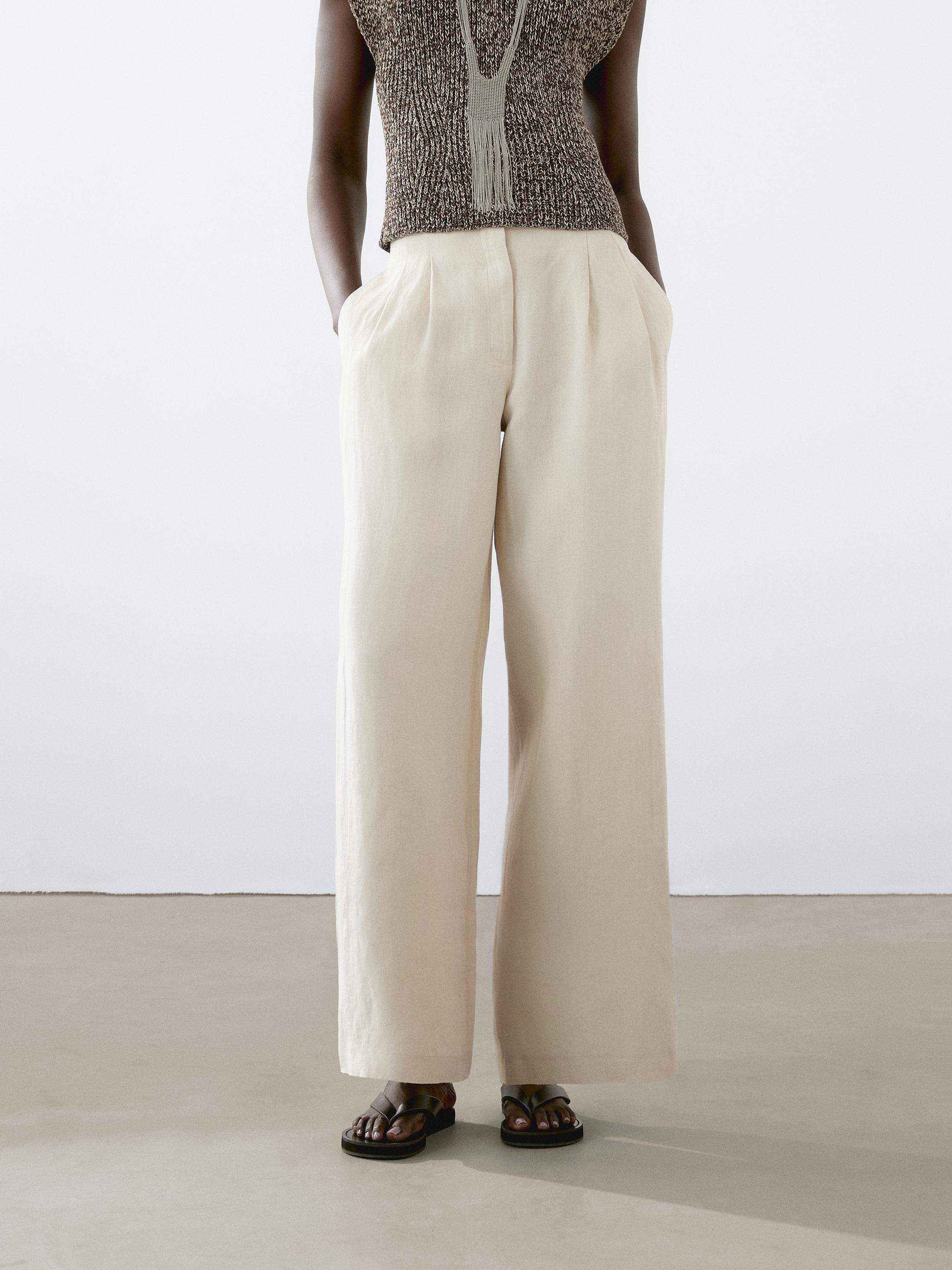 Pantalón doble pinza 100% lino