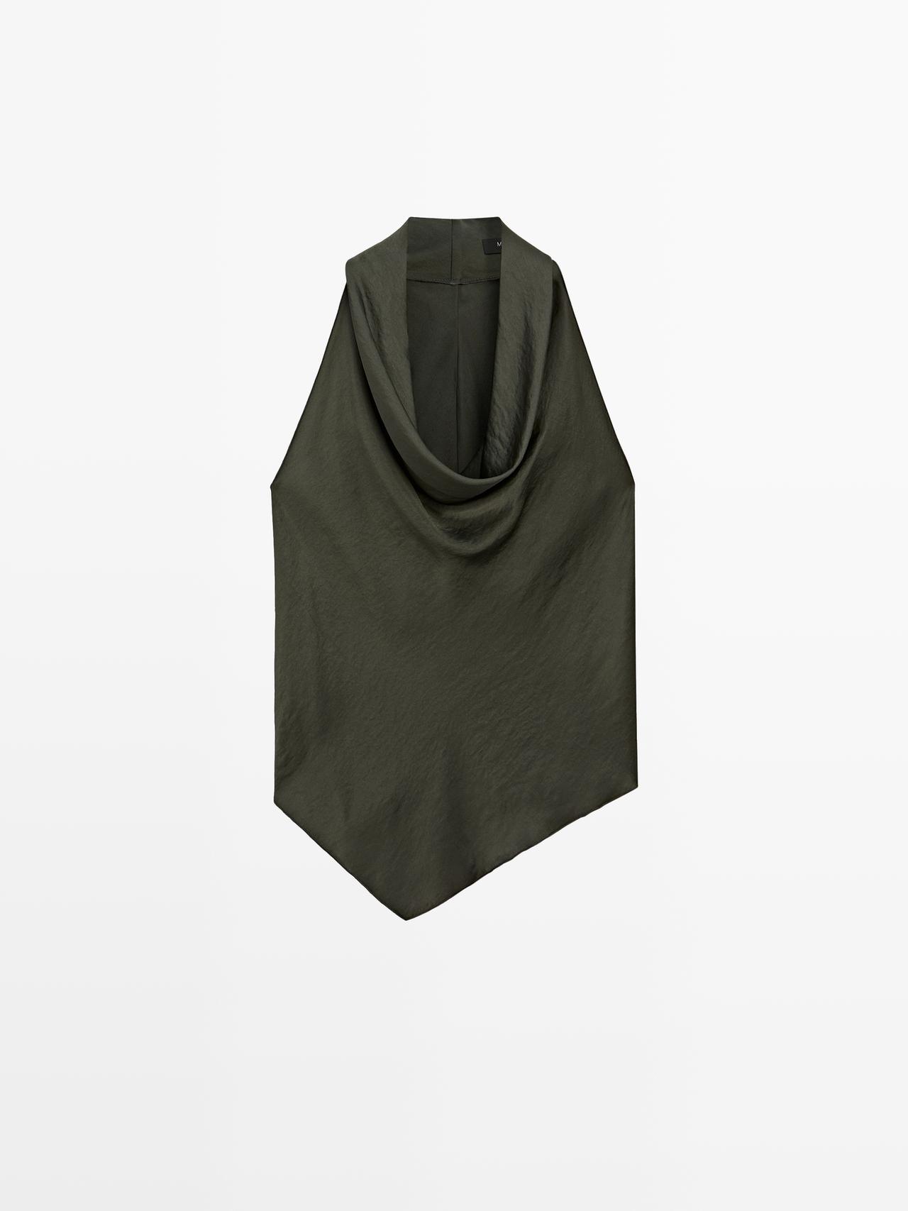 Top Halter Drapeado - Verde - M - Massimo Dutti - Mulher