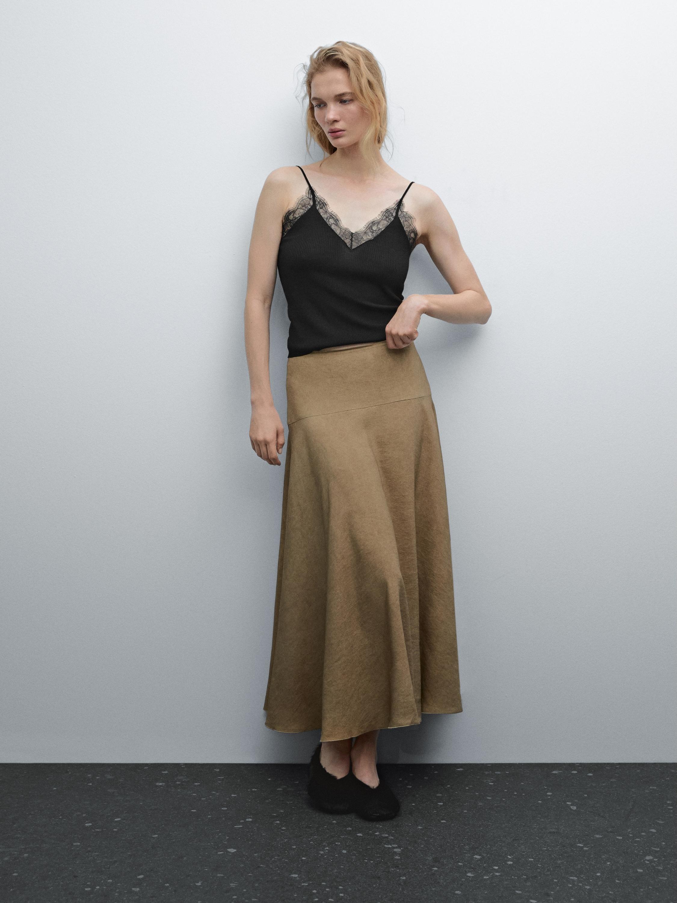 Lace-trimmed camisole top