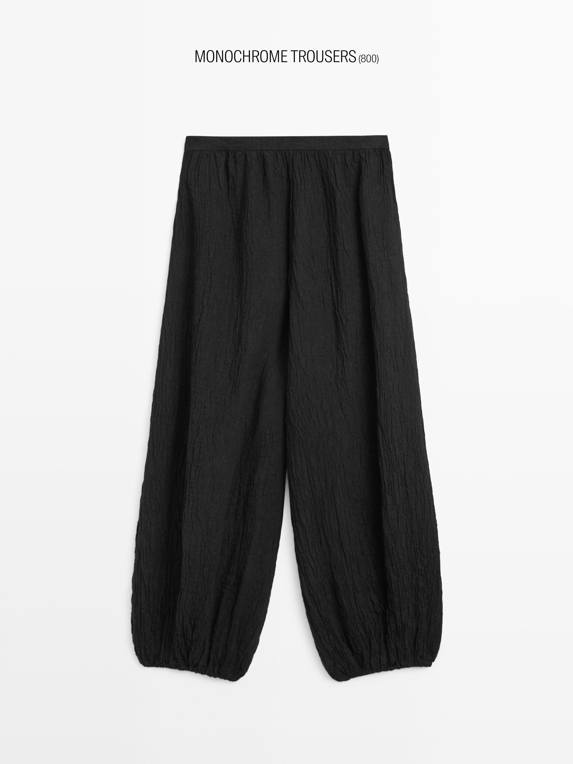 Linen sarouel trousers — BLACK