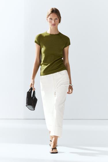 Short Sleeve Raglan T-Shirt — KHAKI 1