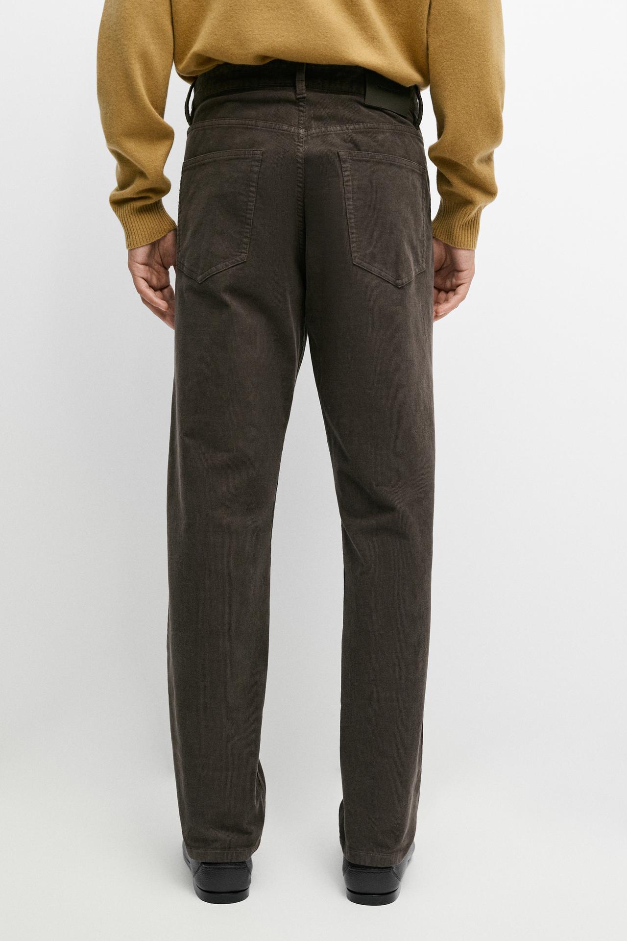 Corduroy tapered fit pants — KHAKI GREEN