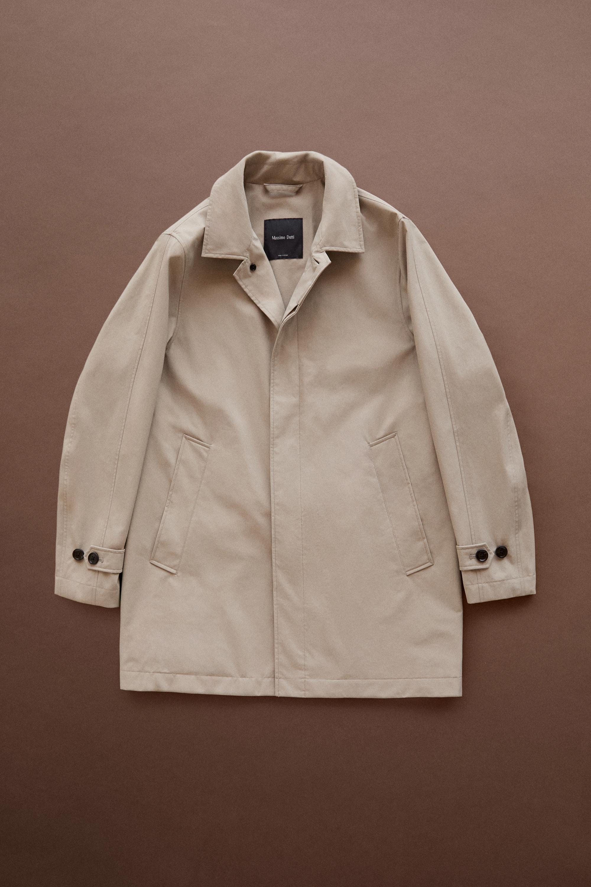 Lightweight long trench coat — PALE SAND