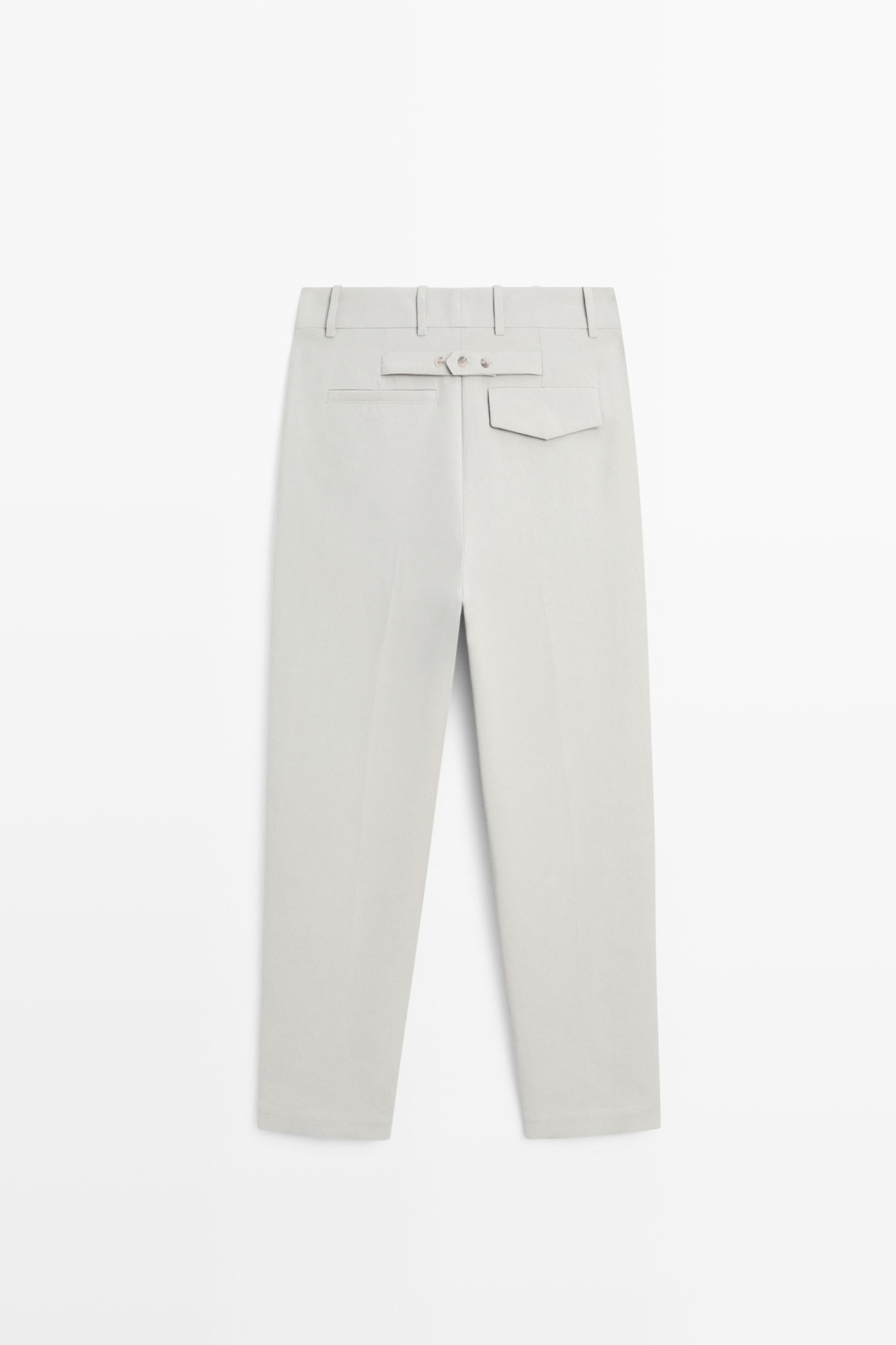 Suit pants with adjustable tab detail - STUDIO — GREY MARL
