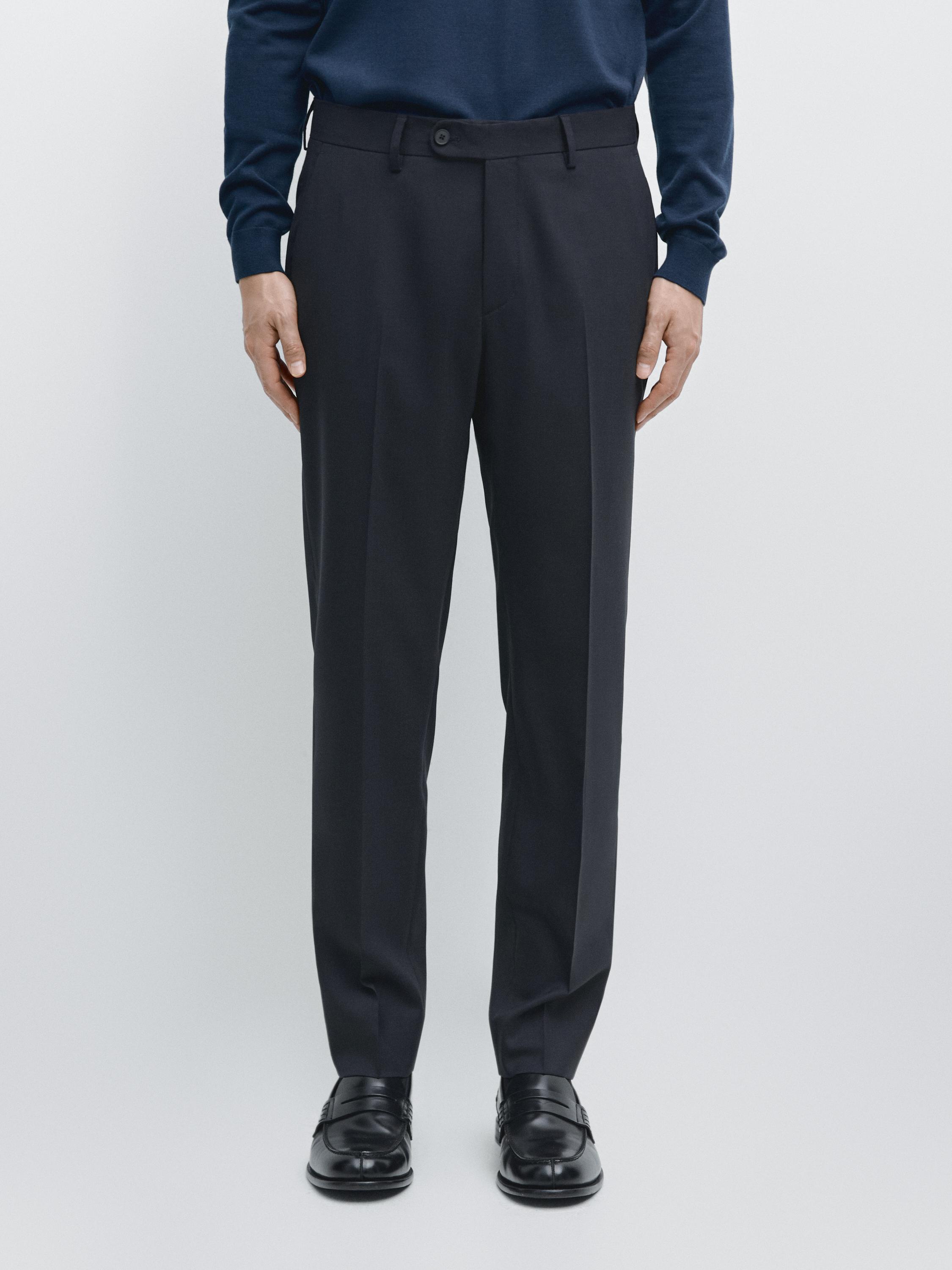 Cool wool blend suit trousers — NAVY BLUE