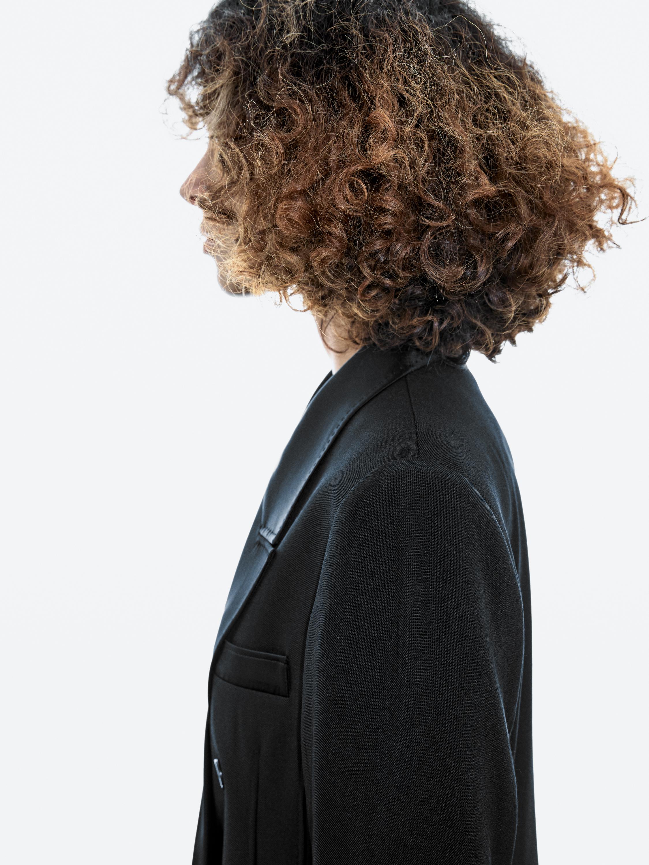 Blazer-style dress with satin detail — BLACK