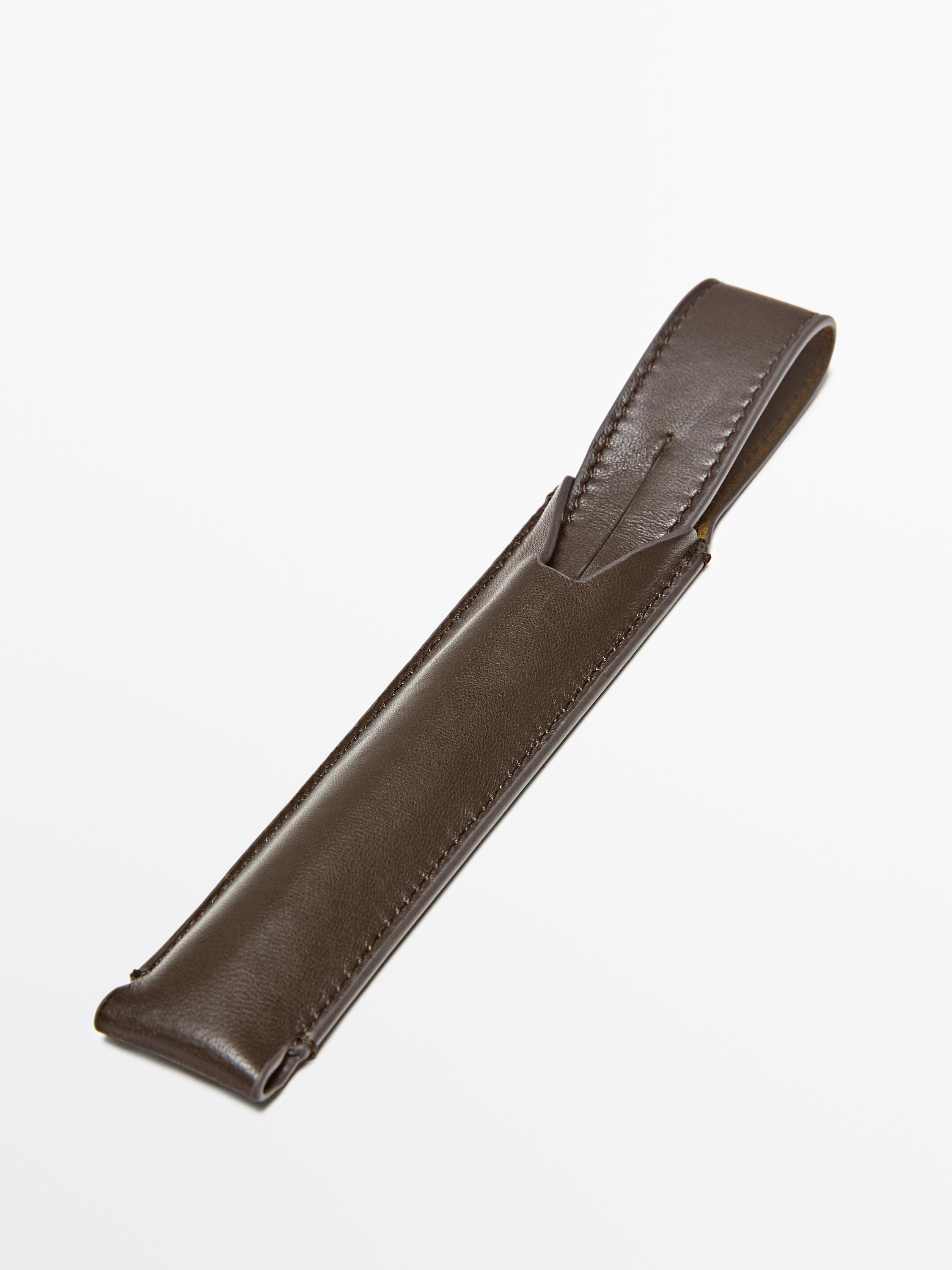 Nappa leather pen cover — BROWN