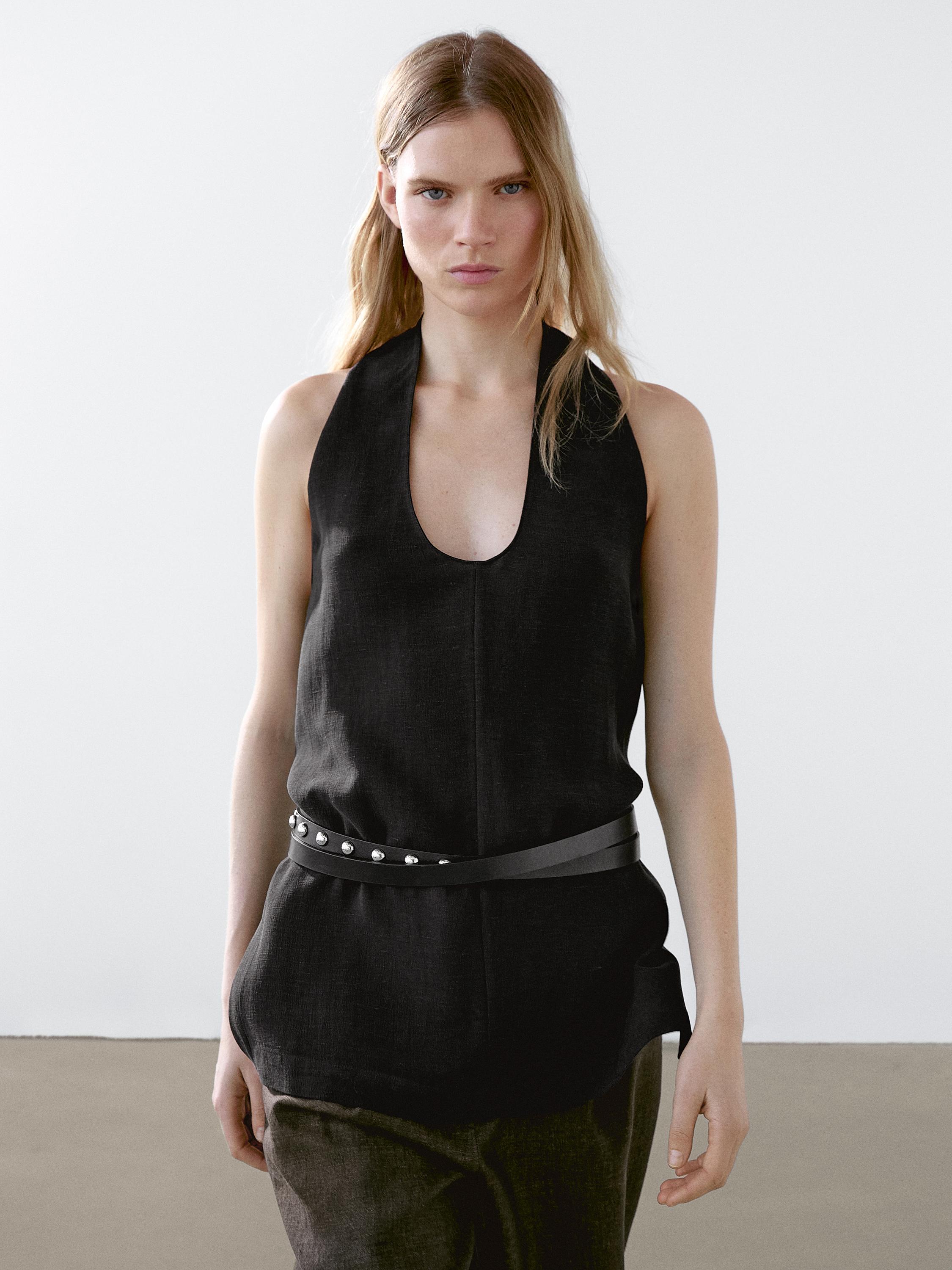 Open back halter top