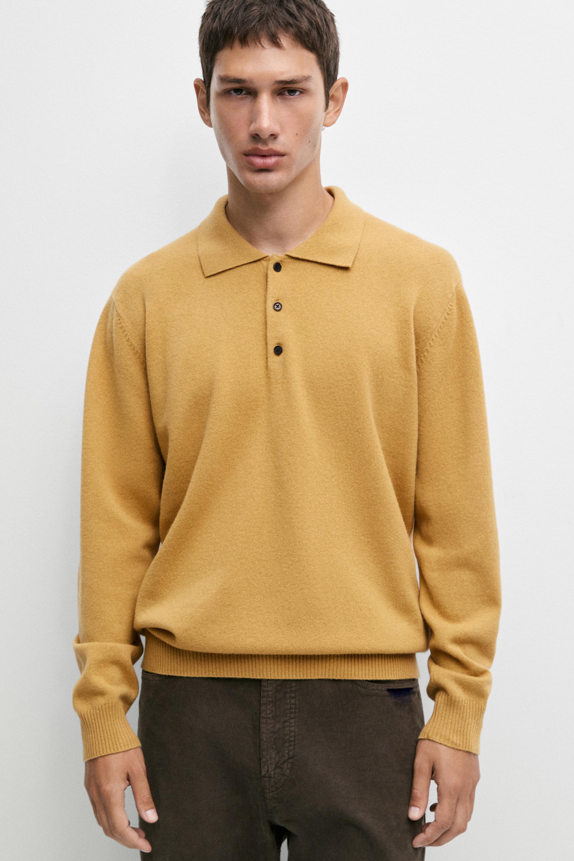 Wool cashmere blend polo sweater