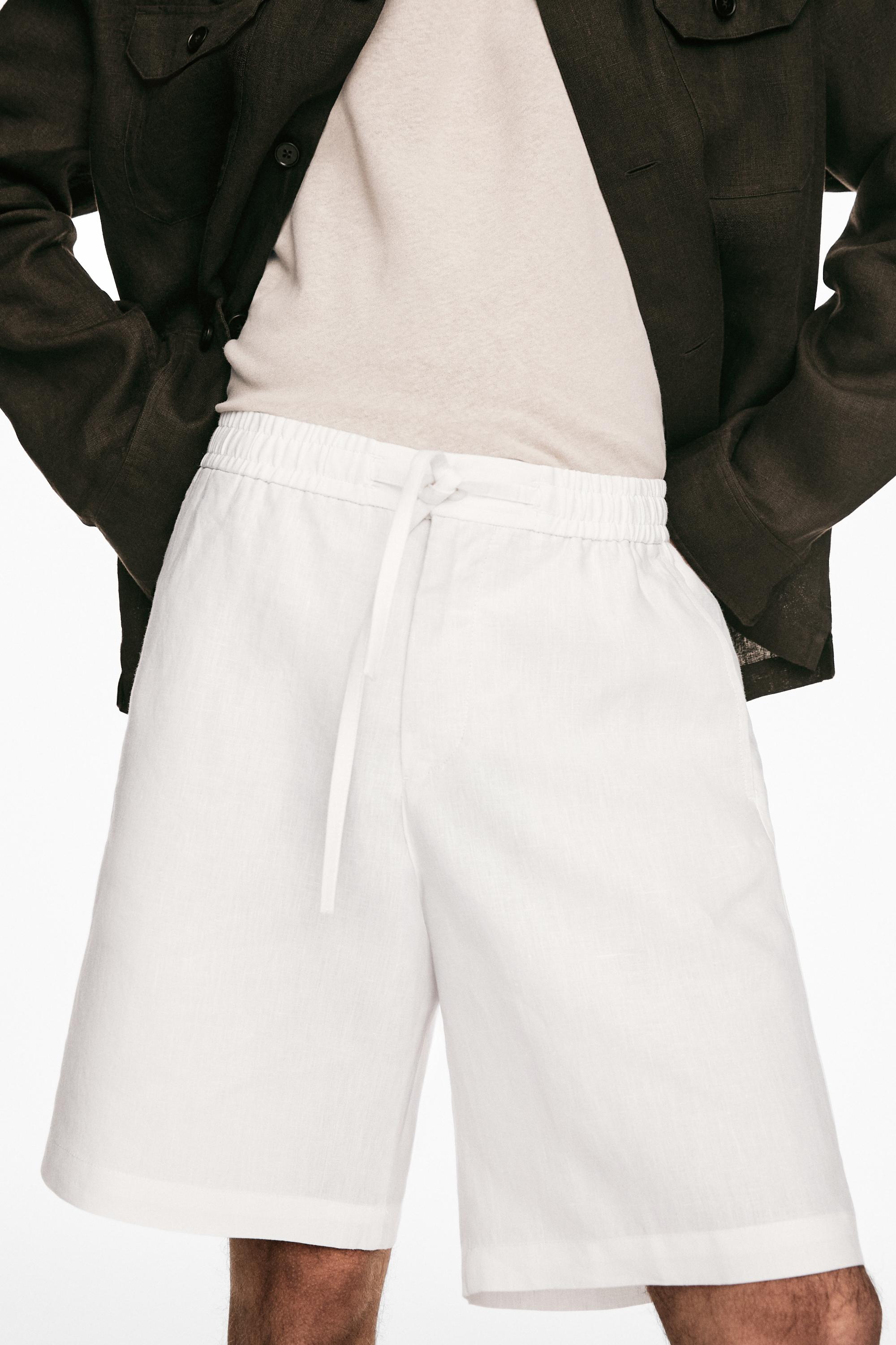 100% linen short Bermuda shorts — Off white