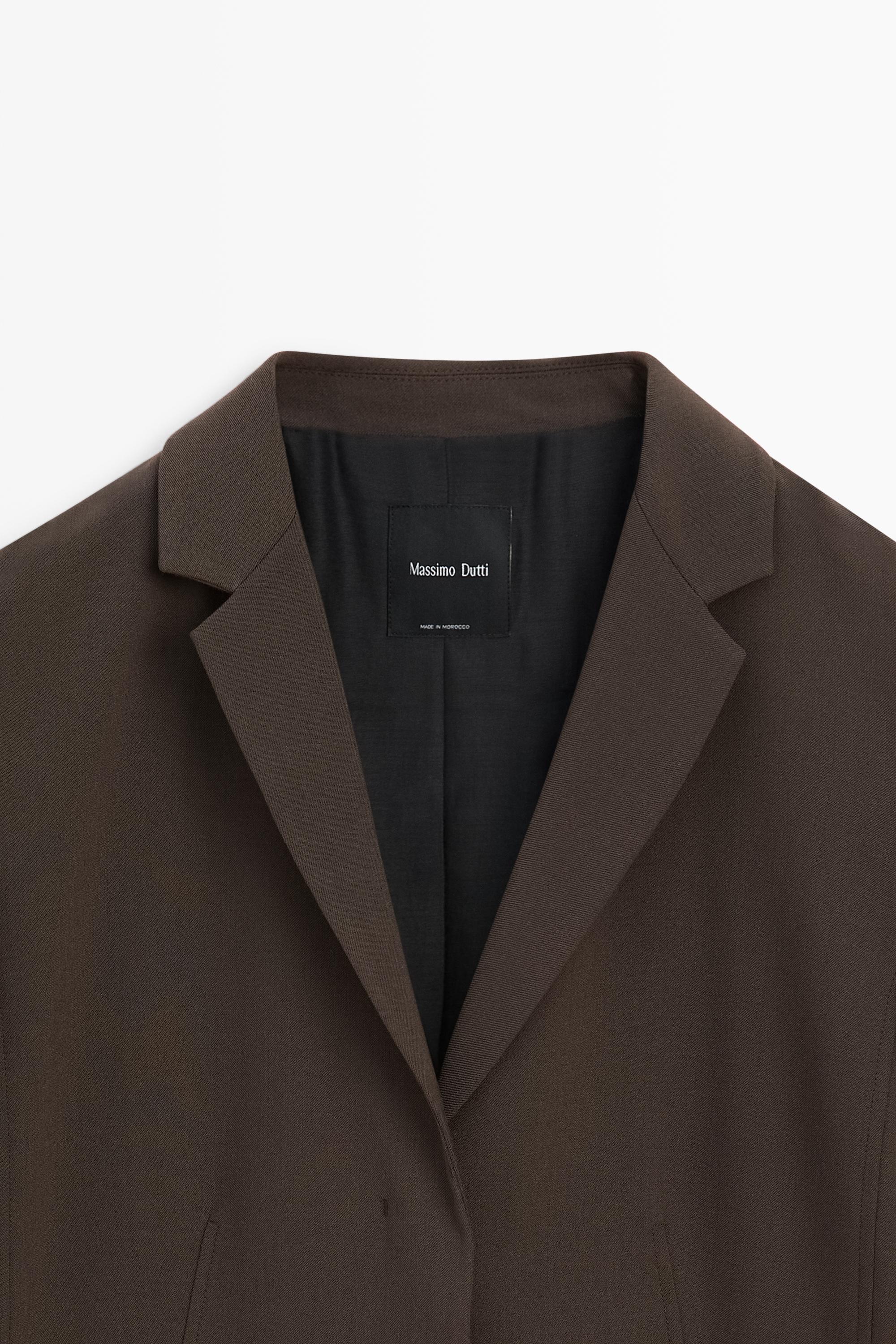 Fluid wool-blend blazer — BROWN