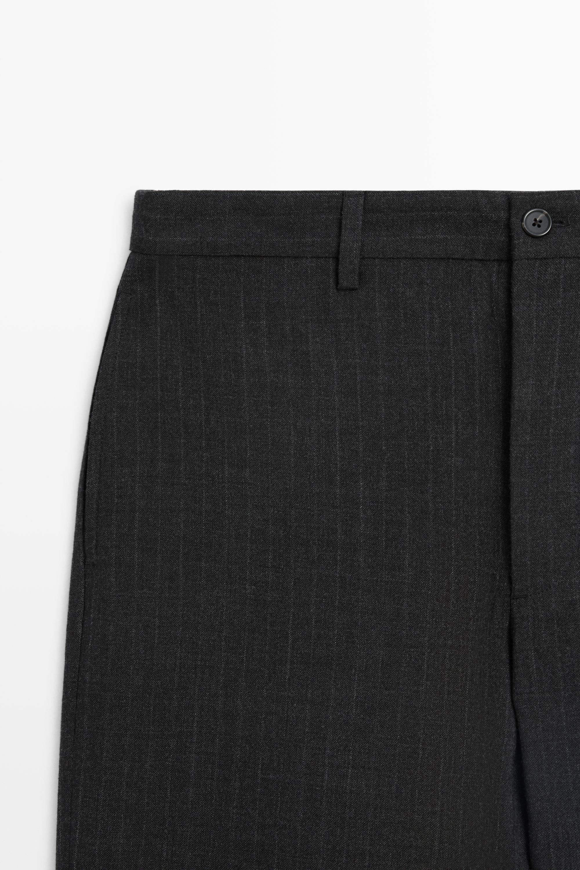 100% wool striped relaxed fit trousers — ANTHRACITE GREY