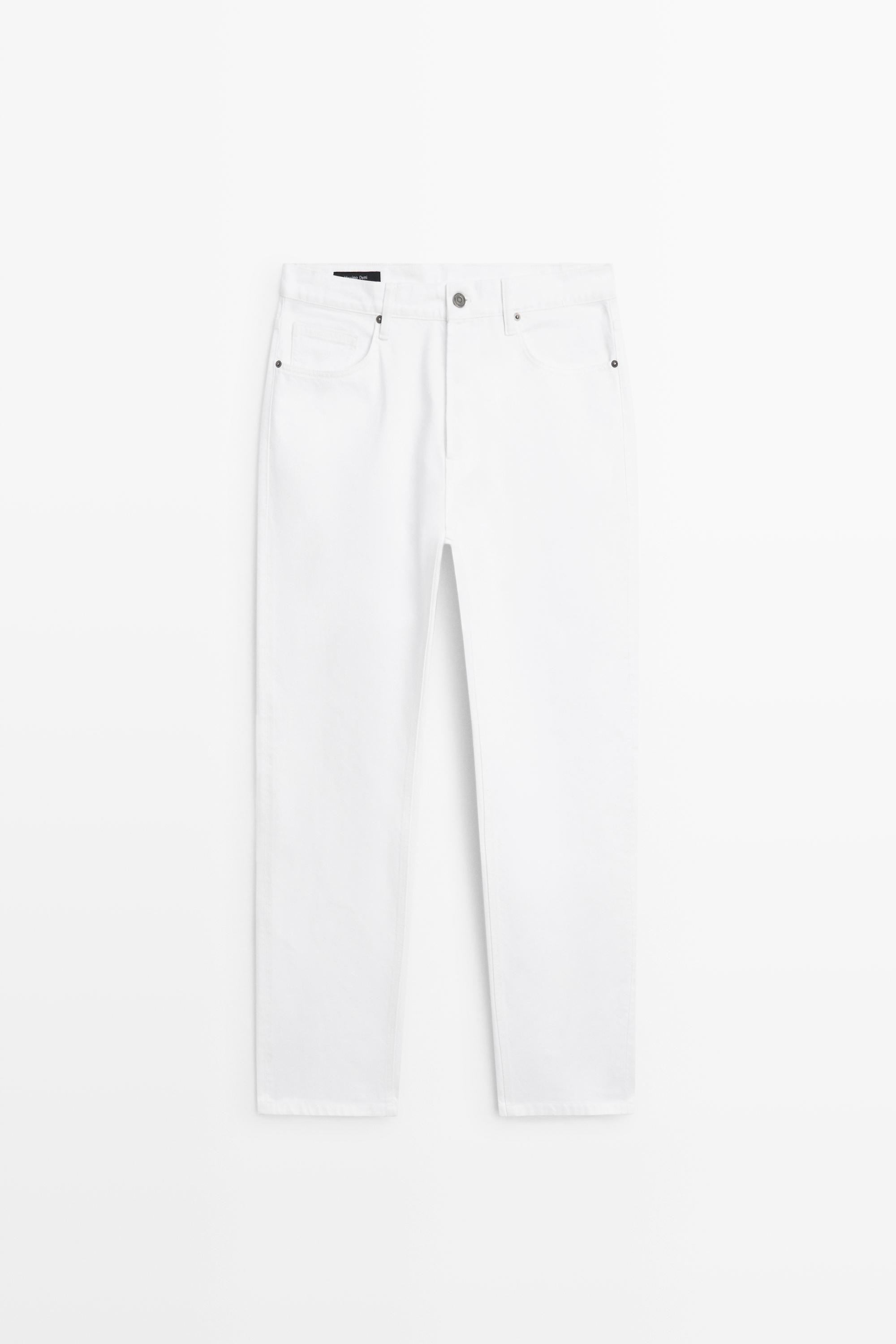 Straight-leg denim-effect pants — WHITE