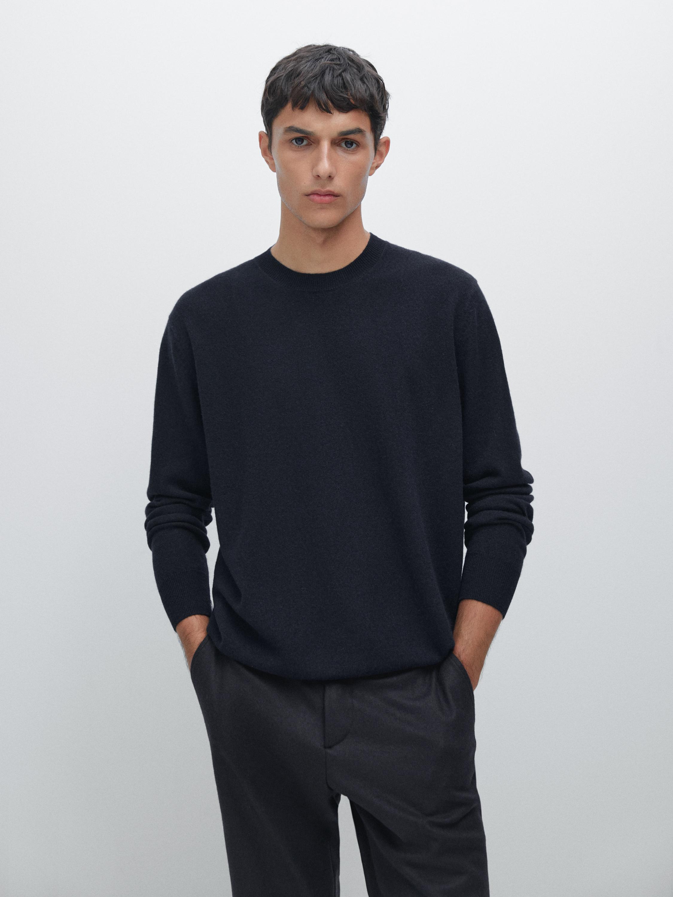 Wool blend crew neck sweater