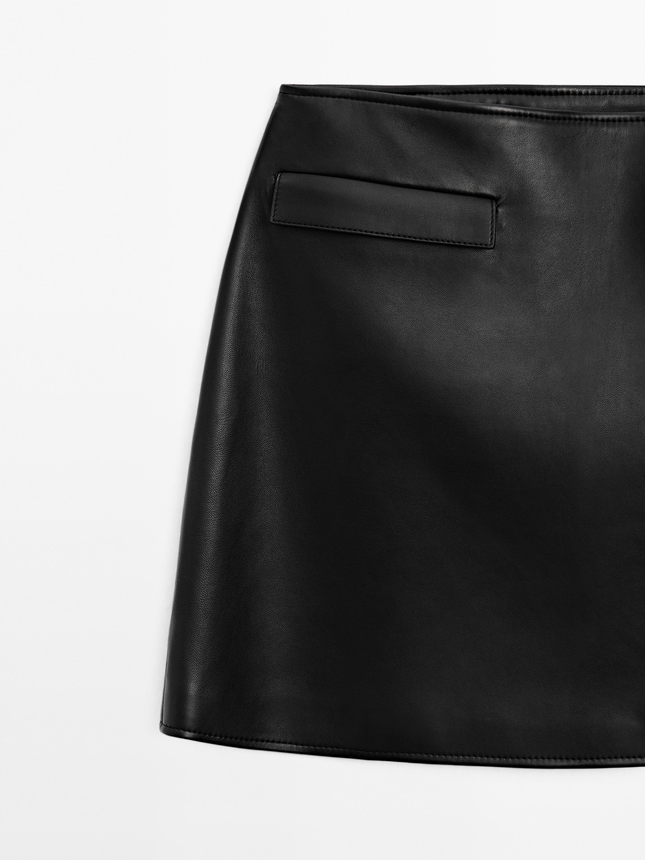 Leather mini skirt with pocket detail
