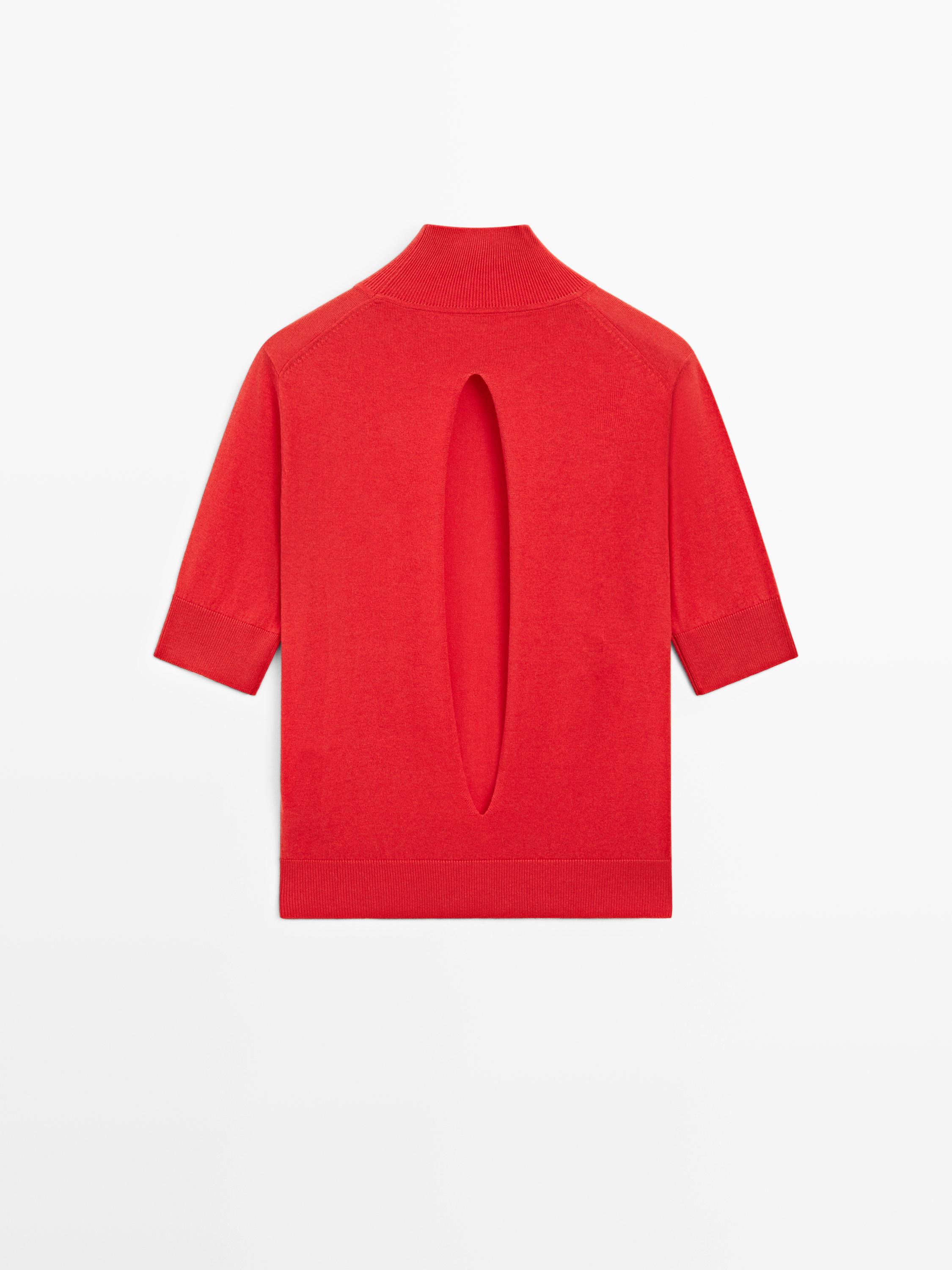 Silk blend knit sweater with back detail - STUDIO — ORANGE