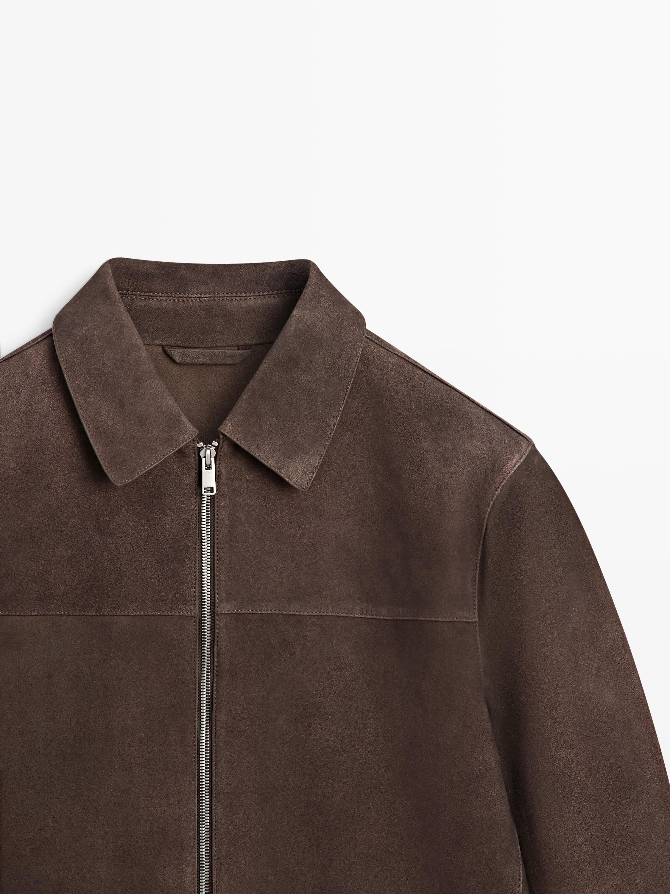 Suede leather jacket — MOLE BROWN