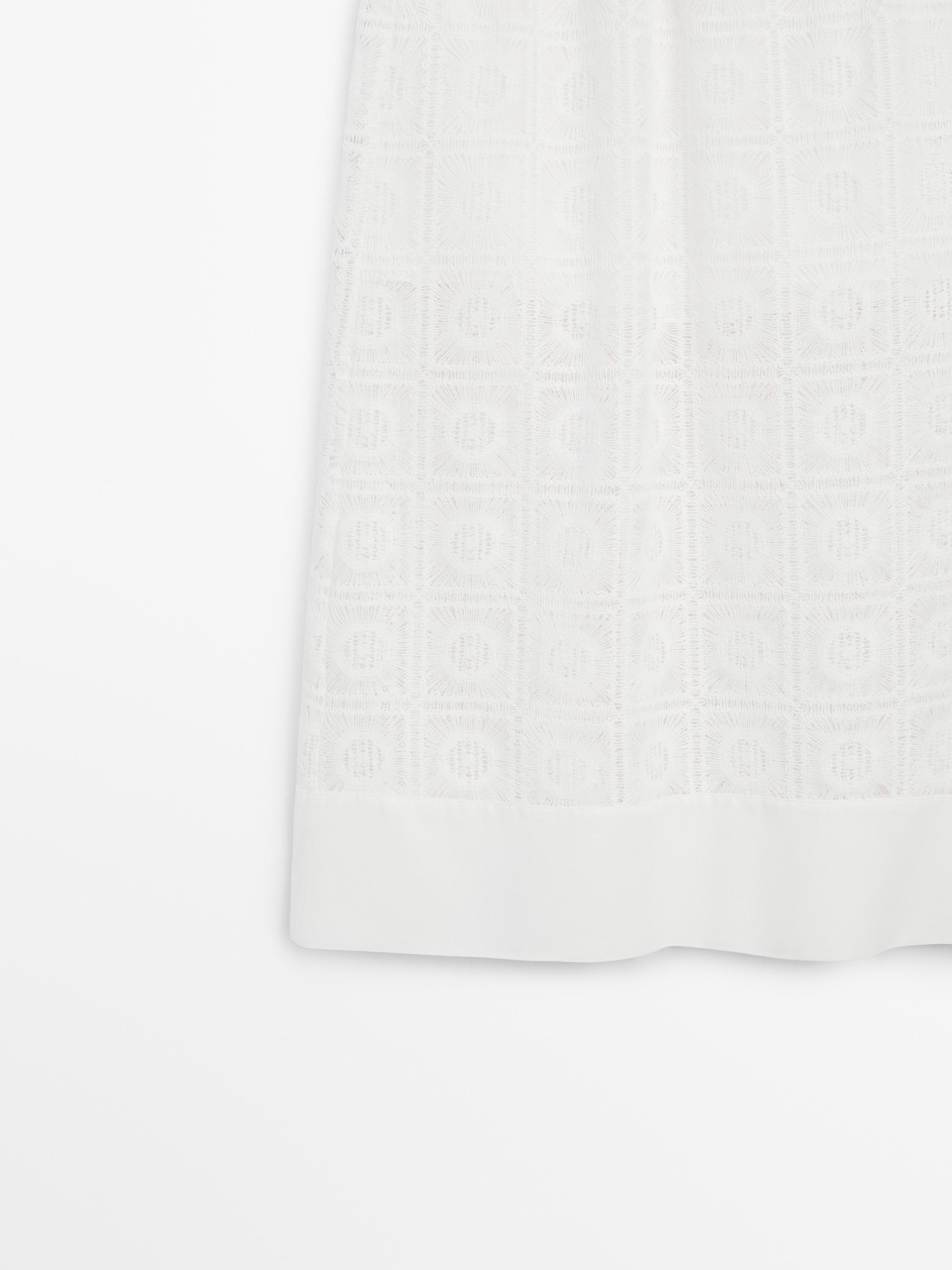 Long embroidered crochet co-ord skirt
