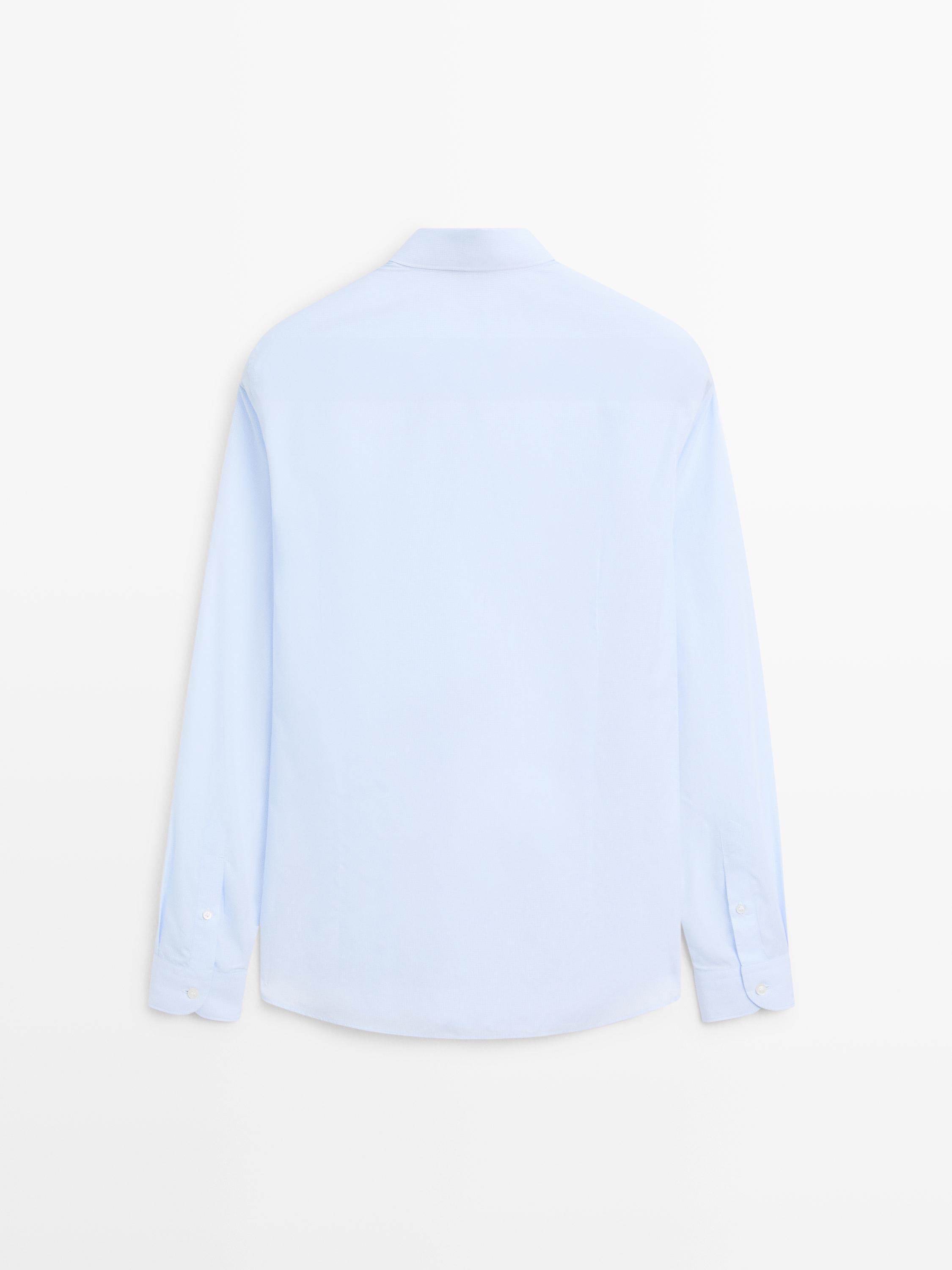 Slim fit 100% cotton shirt — Sky blue