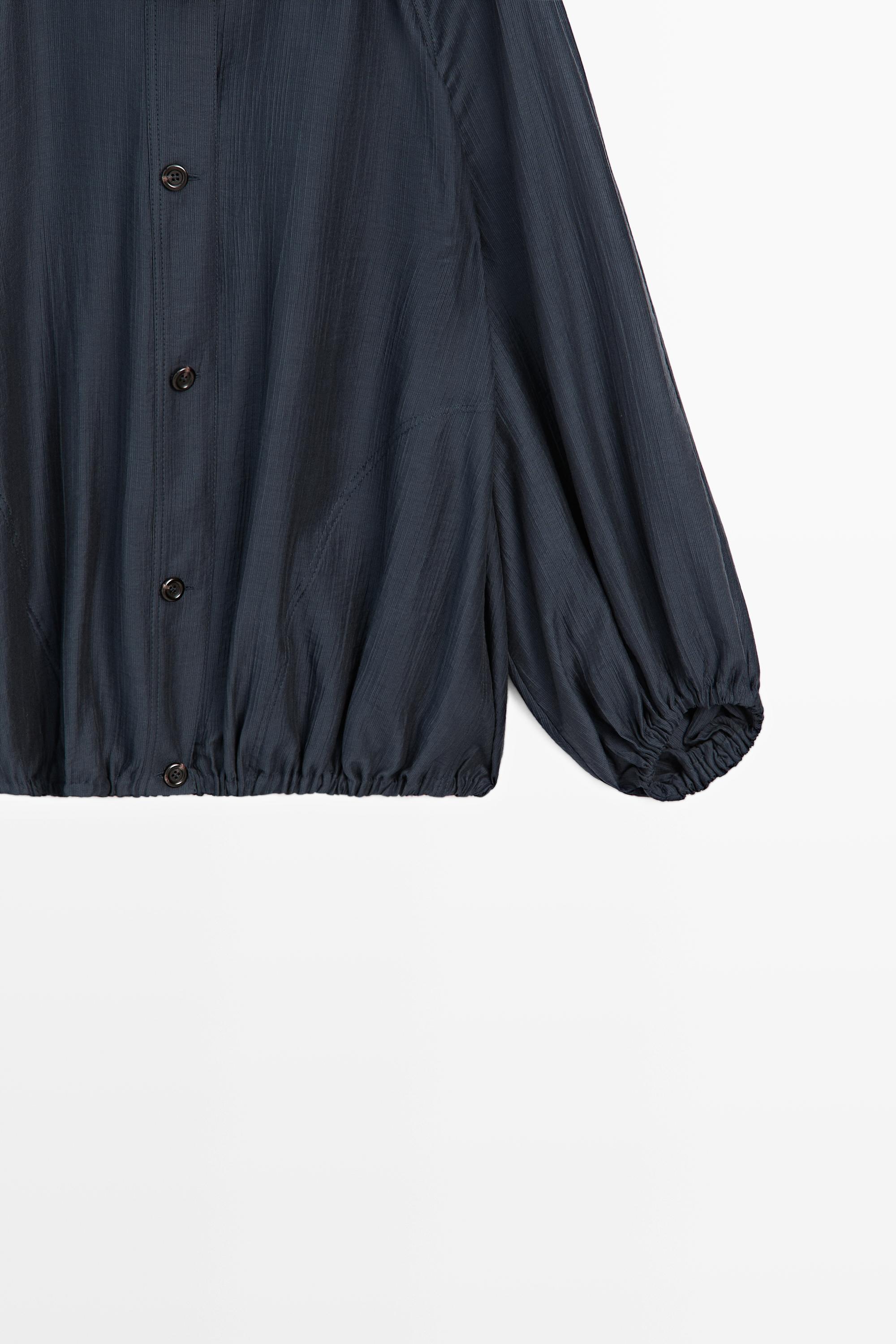 Fluid overshirt with puff detail — FADED BLUE