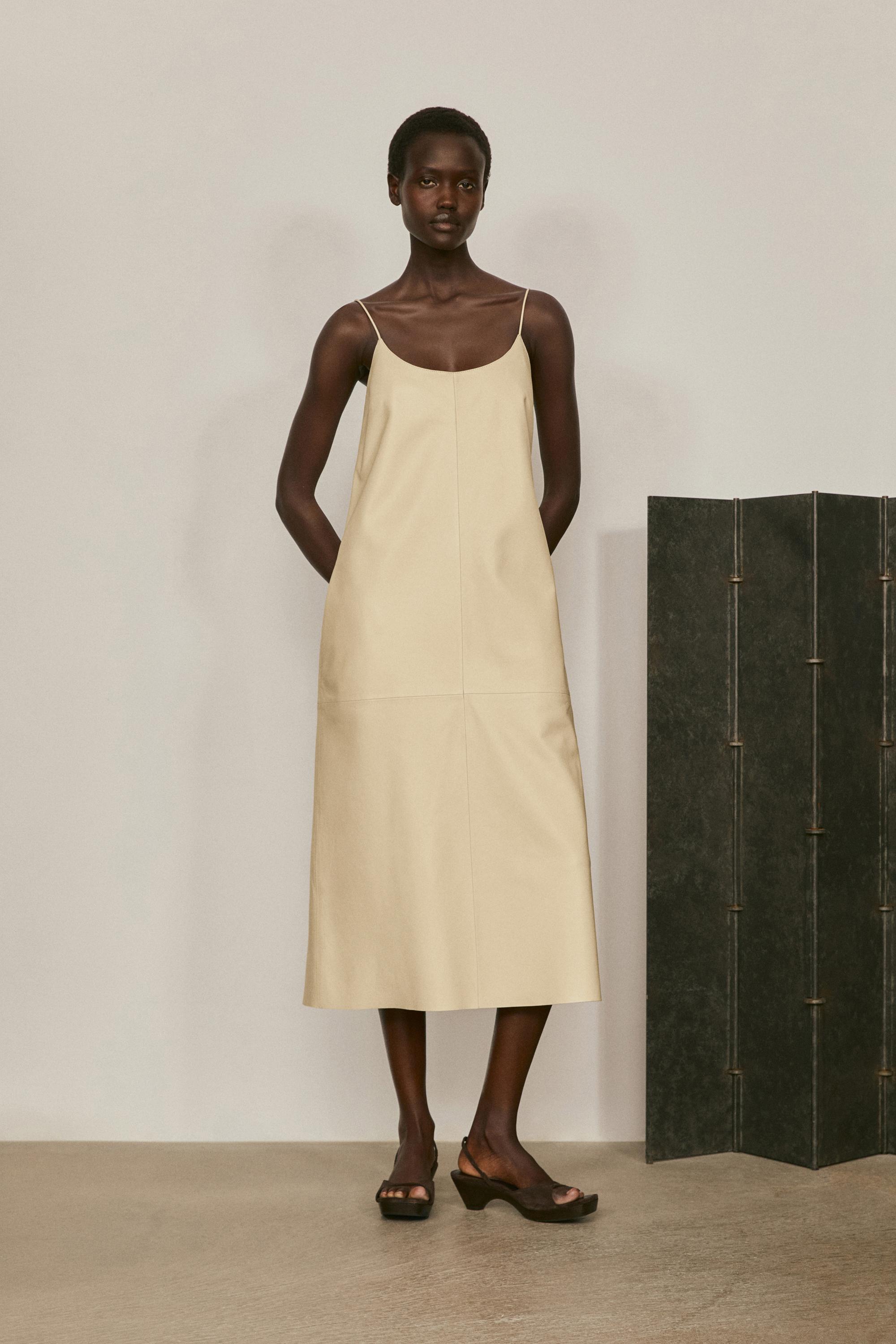 Nappa leather midi dress - LIMITED EDITION — Beige