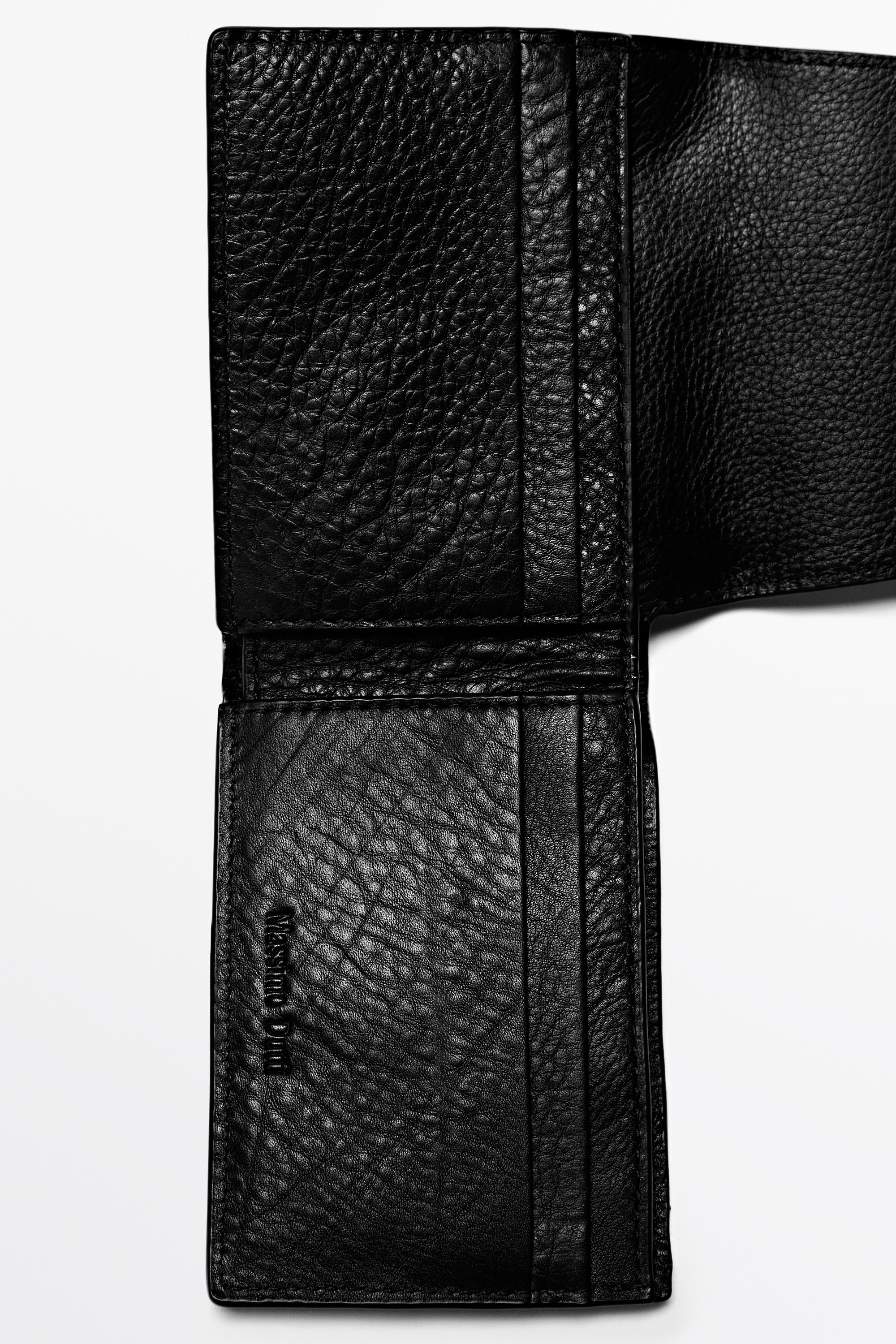 Nappa leather flap wallet — BLACK