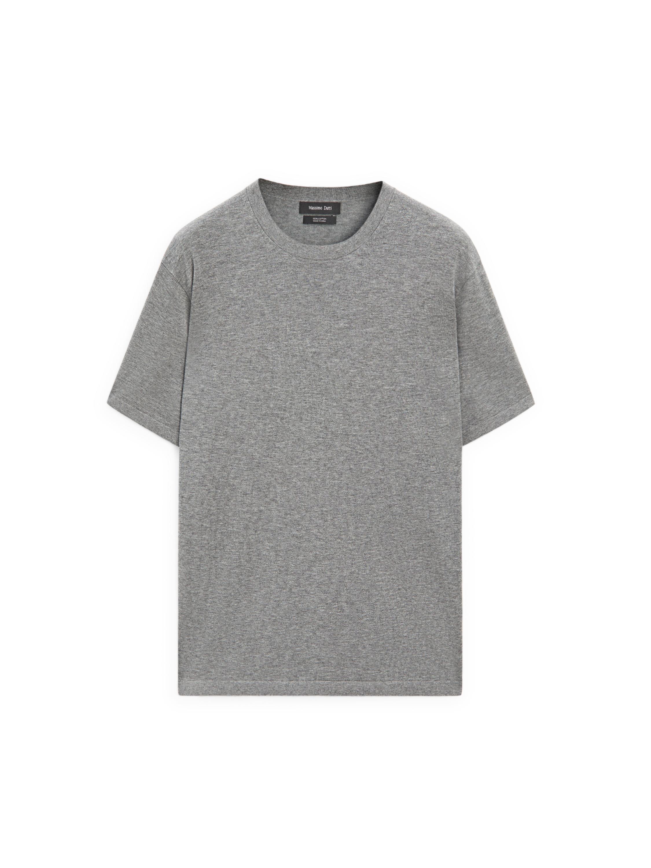 100% cotton short sleeve knit sweater — MEDIUM GREY