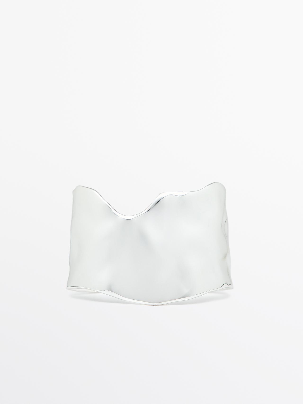 Massimo Dutti - Dame - Uregelmæssigt, Bredt Armbånd - Sølv - 01