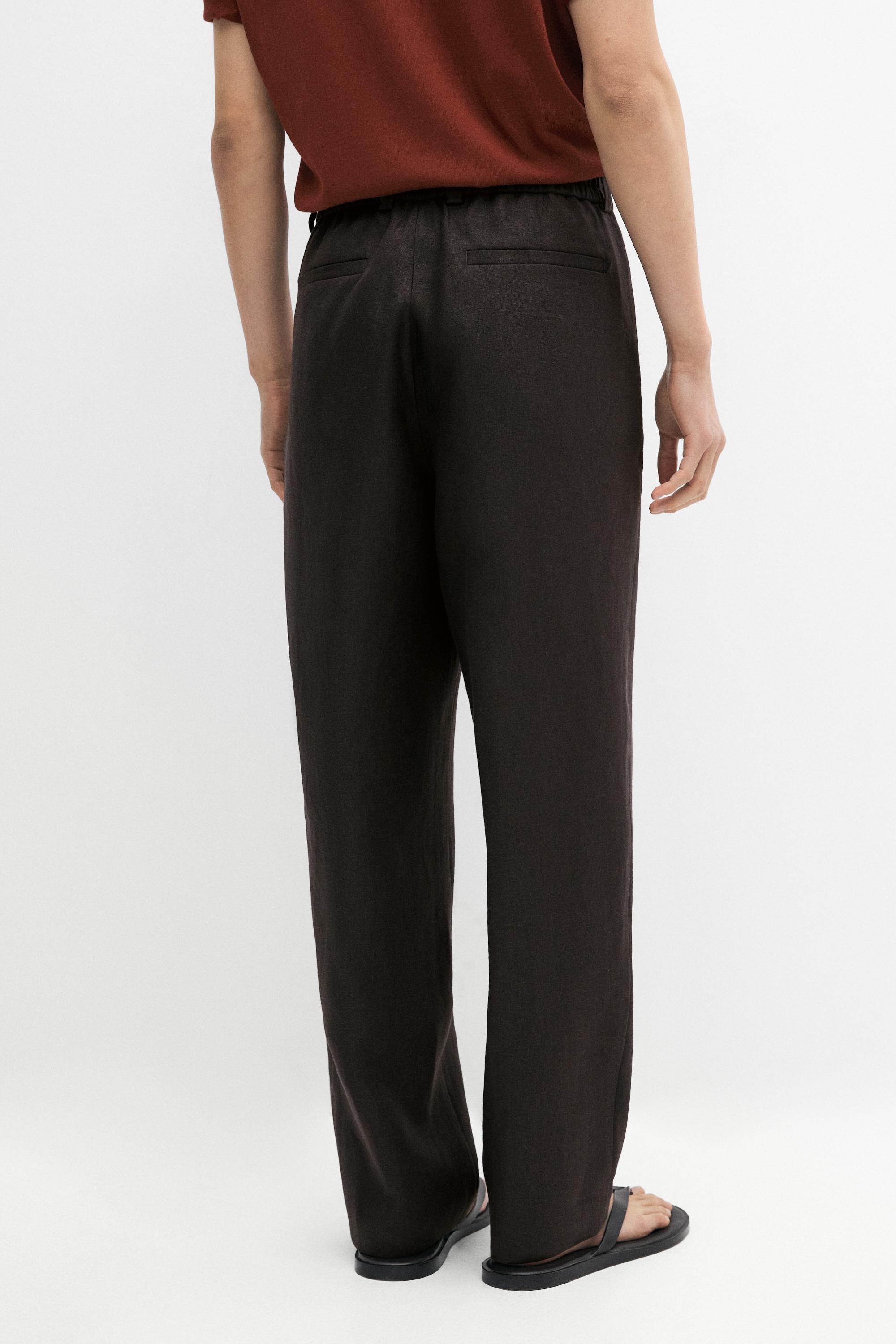 100% linen total look trousers — BROWN