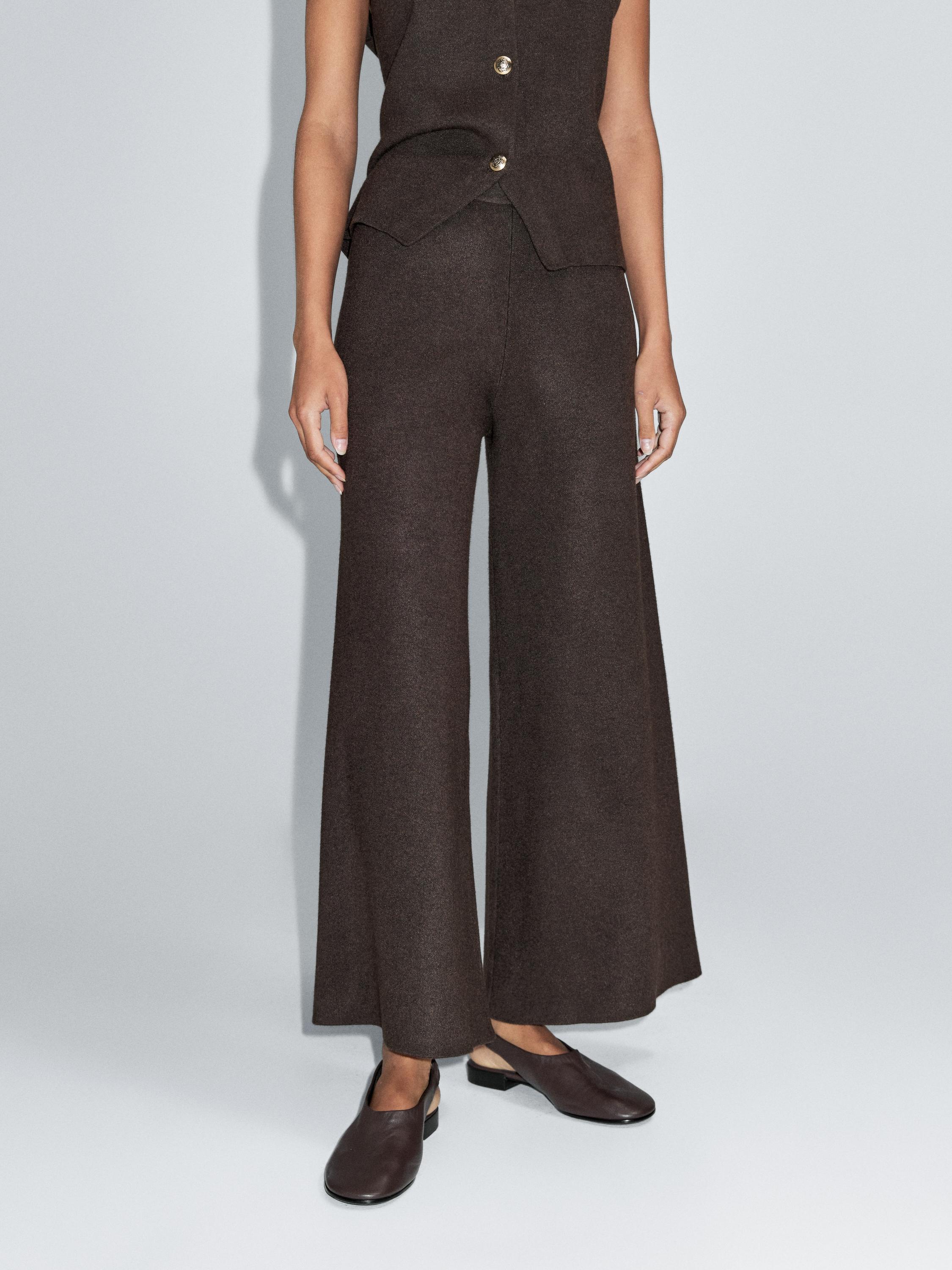 Wide-leg knit trousers