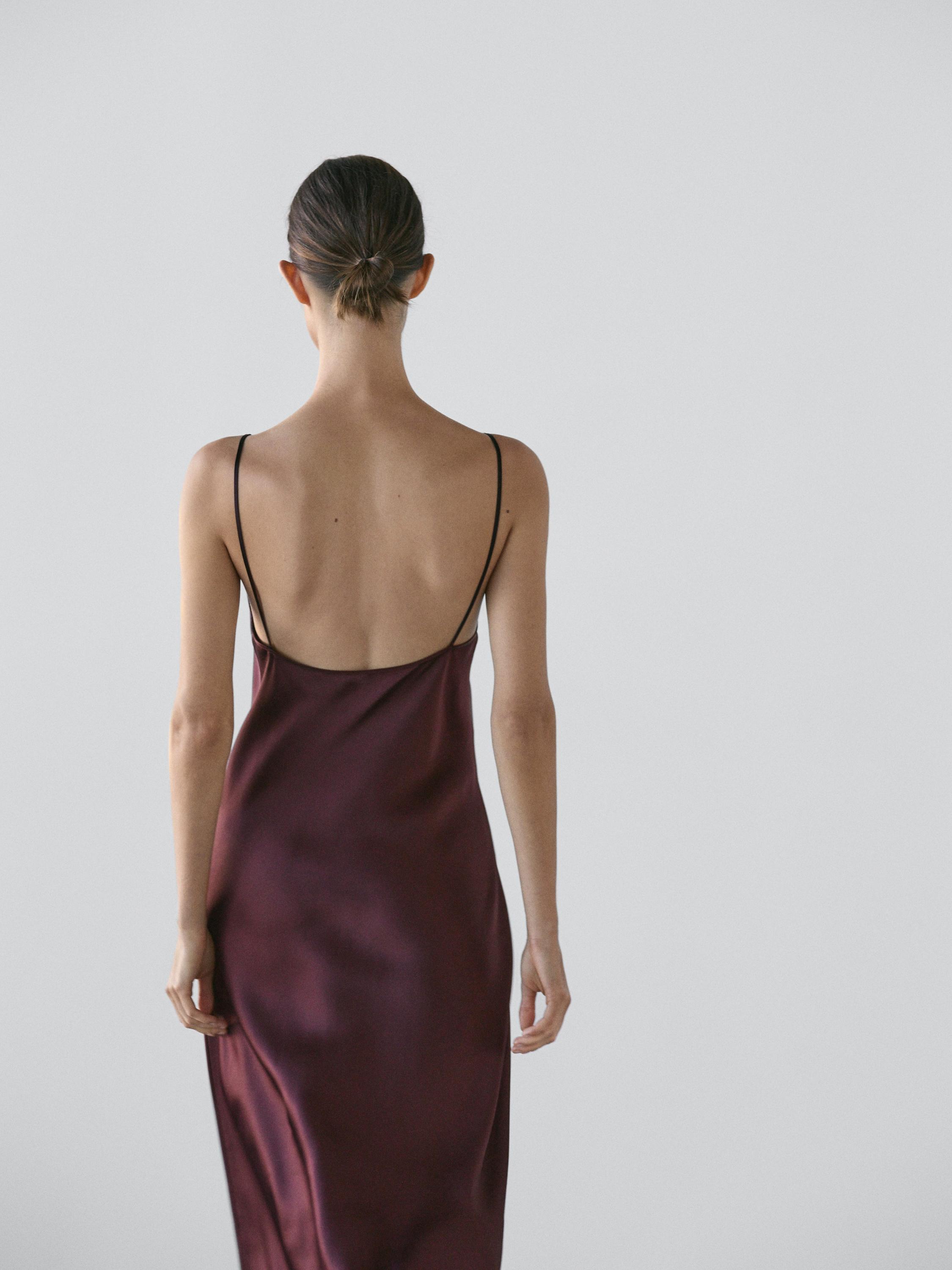 Flowing midi slip dress — BURGUNDY