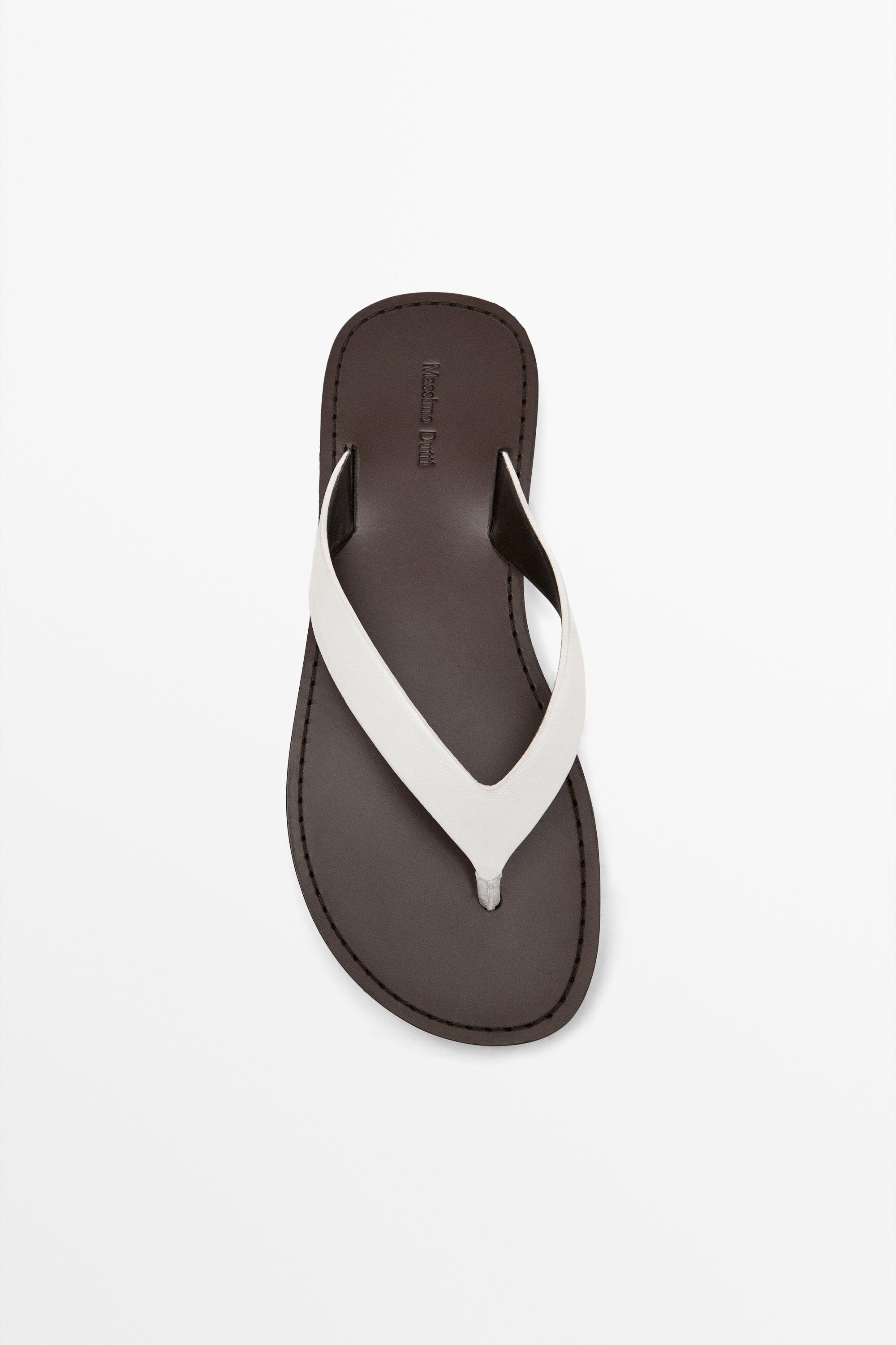 Leather toe divider sandals — WHITE