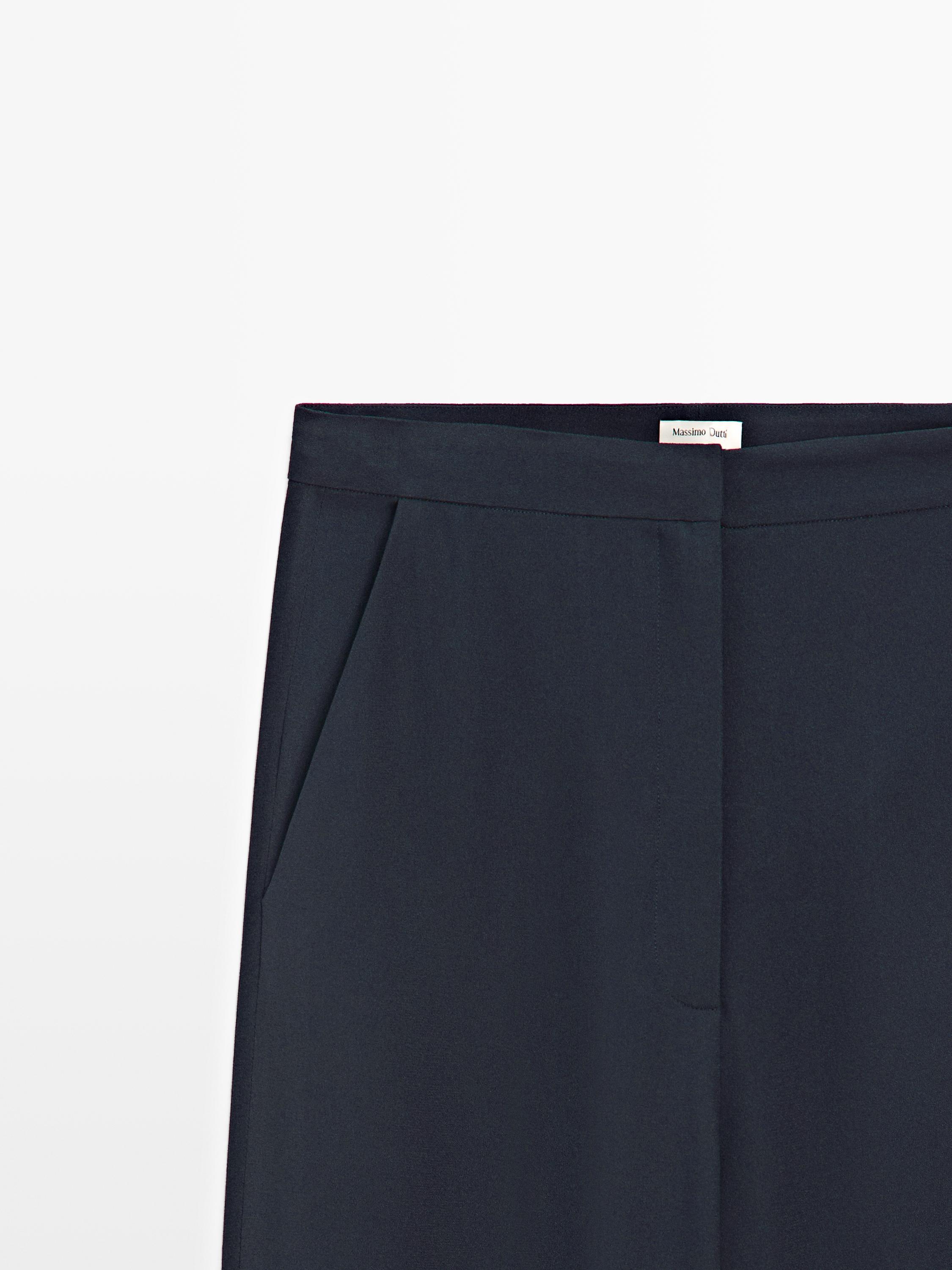 Flowing straight-leg trousers - STUDIO — NAVY BLUE